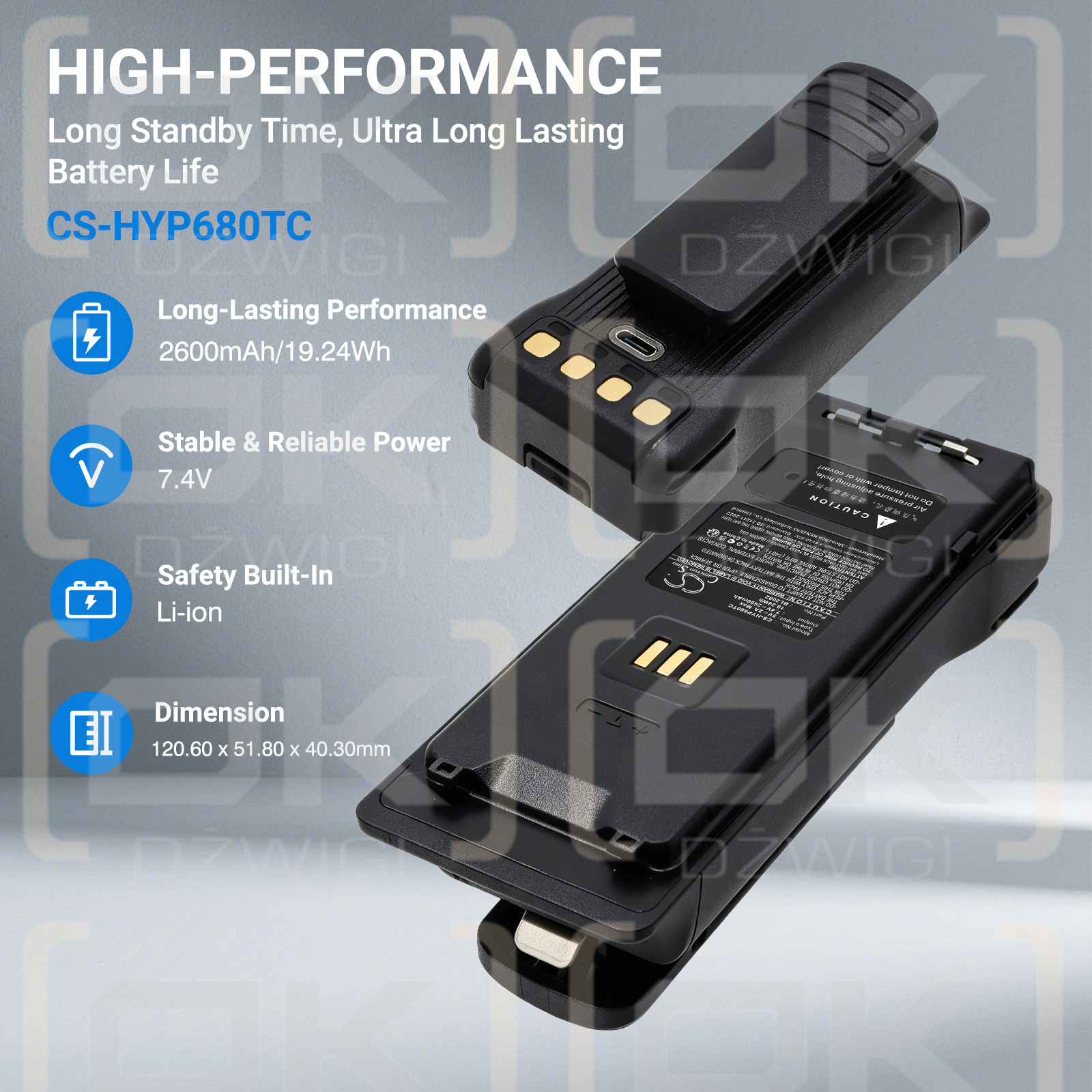 Сменный аккумулятор для Hytera HP685 / BL2002 2600 мАч Li-ion 7,4 В (Cameron Sino)
