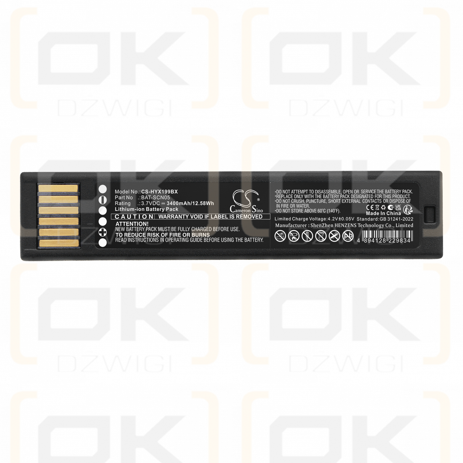 Bateria zamienna do Honeywell Xenon XP 1952 / 50148009-001 3400 mAh Li-ion 3.7 V (Cameron Sino)
