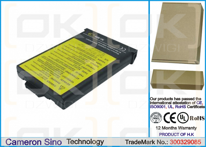 IBM ThinkPad i1500 Modell: 2621-XXX / 02K6530 4500 mAh Ni-MH 9,6 V (Cameron Sino)