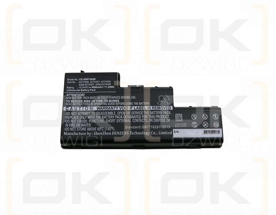 Сменный аккумулятор для Lenovo ThinkPad W701ds 4326 / 42T4556 6600 мАч Li-ion 10,8 В (Cameron Sino)