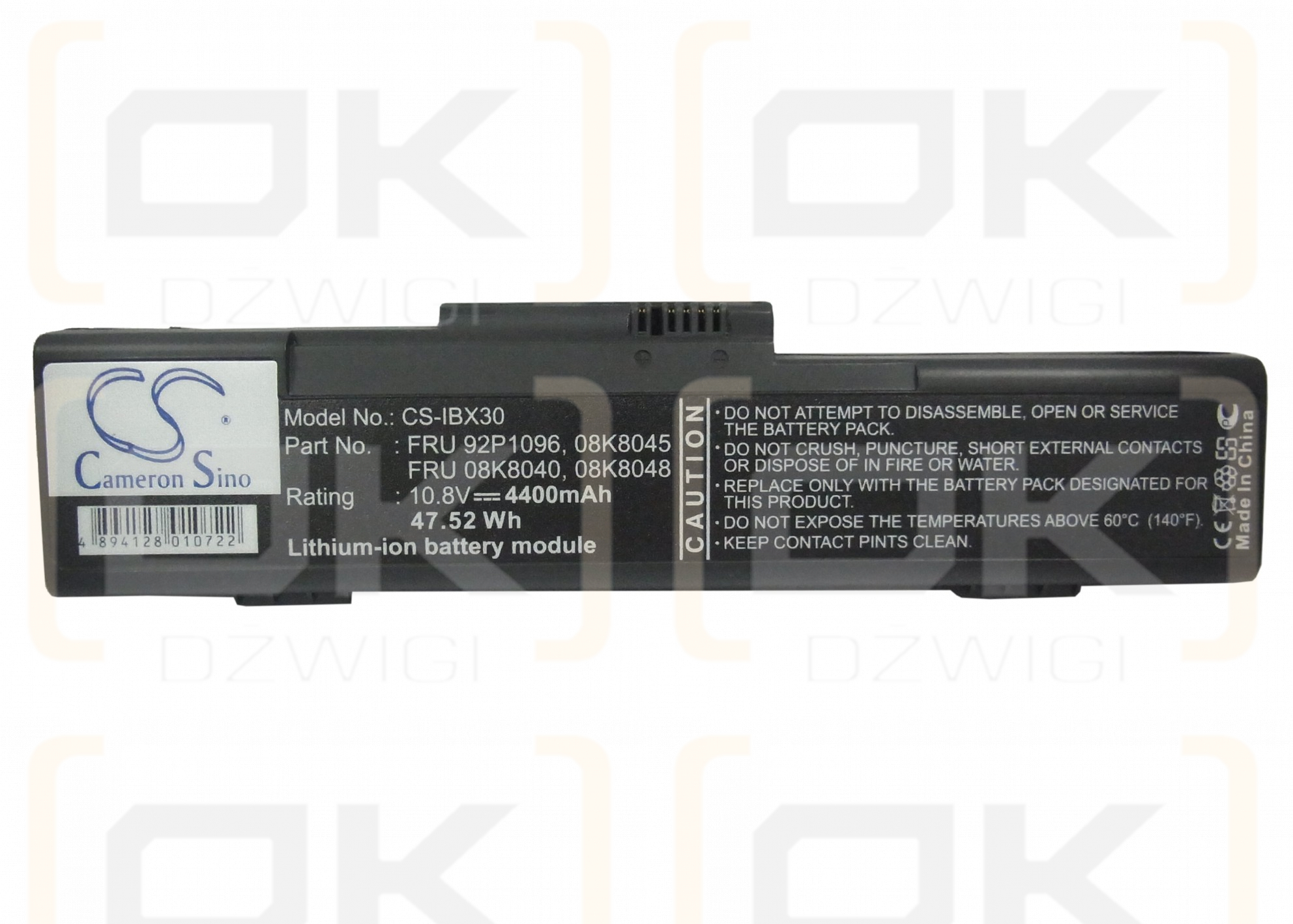 IBM ThinkPad X30-2673 / FRU 92P1096 4400 mAh Li-Ion 10,8 V (Cameron Sino)