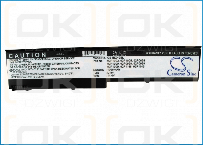 IBM Thinkpad X41 2386 / 92P0999 1900 mAh Li-Ion 14,4 V (Cameron Sino)