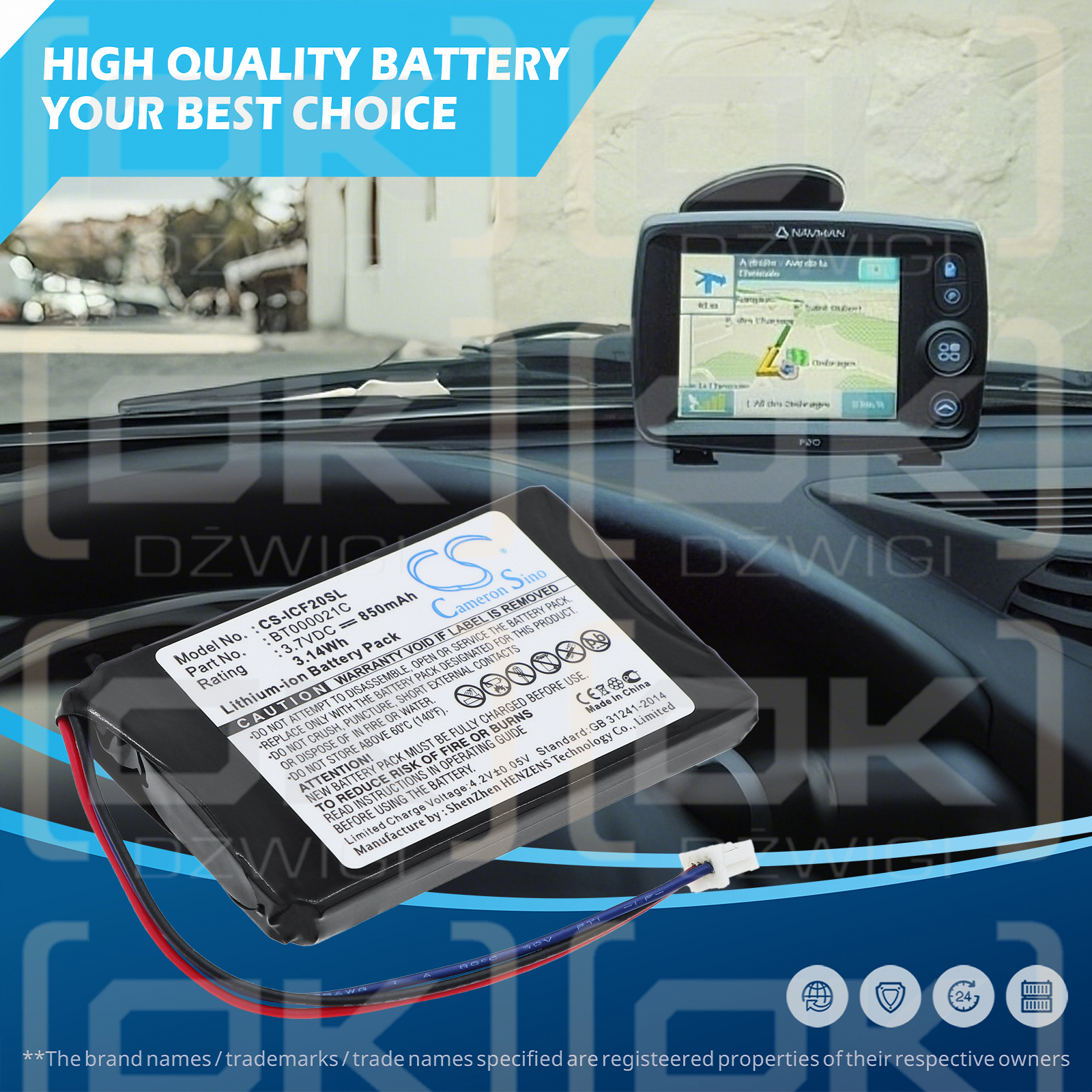 Navman F50 / BT000021C 850 мАч Li-ion 3,7 В (Cameron Sino)