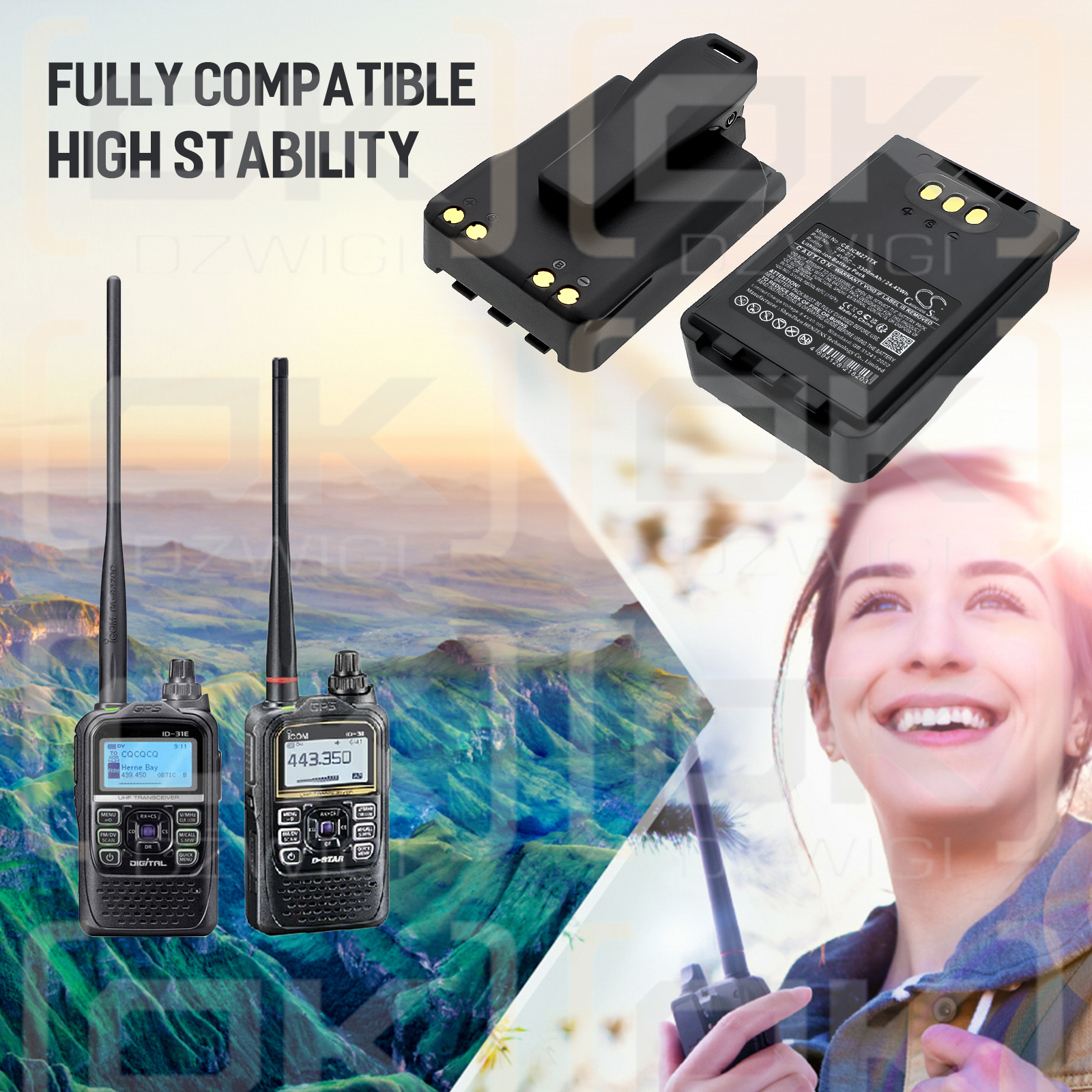 Batería de iones de litio Icom IC-51E/BP-271 de 3300 mAh y 7,4 V (Cameron Sino)