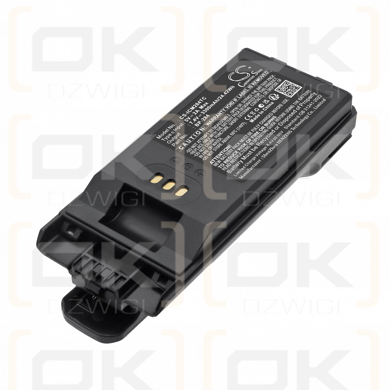Batería de repuesto para Icom IP740D / BP-283, 3300 mAh, iones de litio, 7,4 V (Cameron Sino)