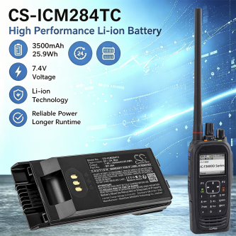 Batería de repuesto para Icom IP740D / BP-283, 3300 mAh, iones de litio, 7,4 V (Cameron Sino)