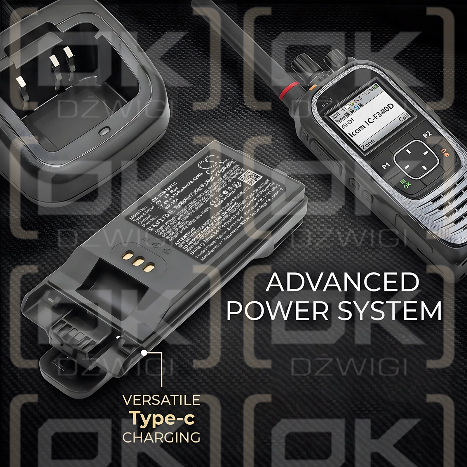 Batería de repuesto para Icom IP740D / BP-283, 3300 mAh, iones de litio, 7,4 V (Cameron Sino)