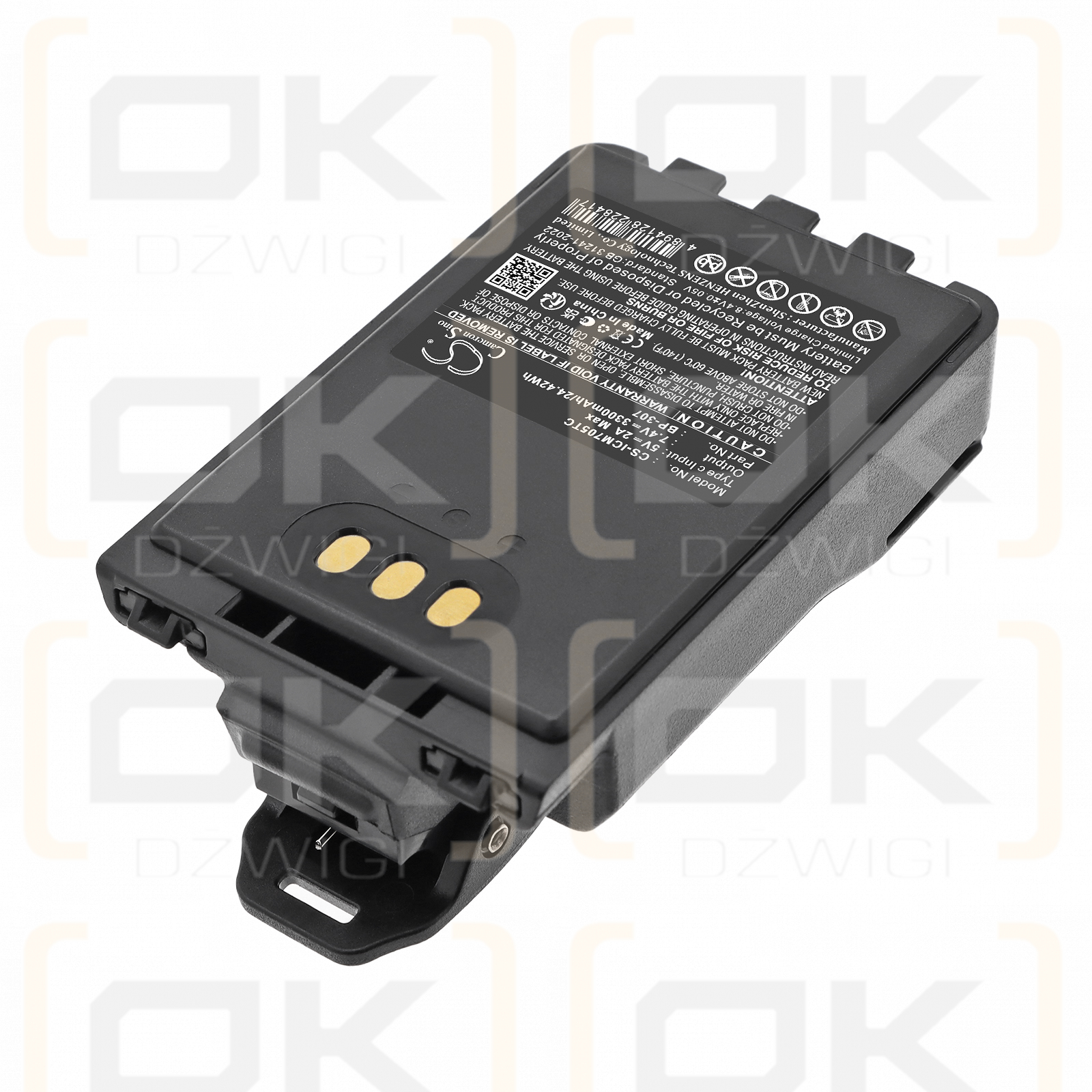 Batería de repuesto para Icom IP-503H / BP-307, 3300 mAh, iones de litio, 7,4 V (Cameron Sino)