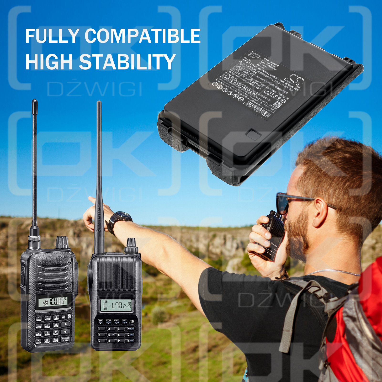 Batería de iones de litio Icom IC-V86/BP-298 de 2600 mAh y 7,4 V (Cameron Sino)