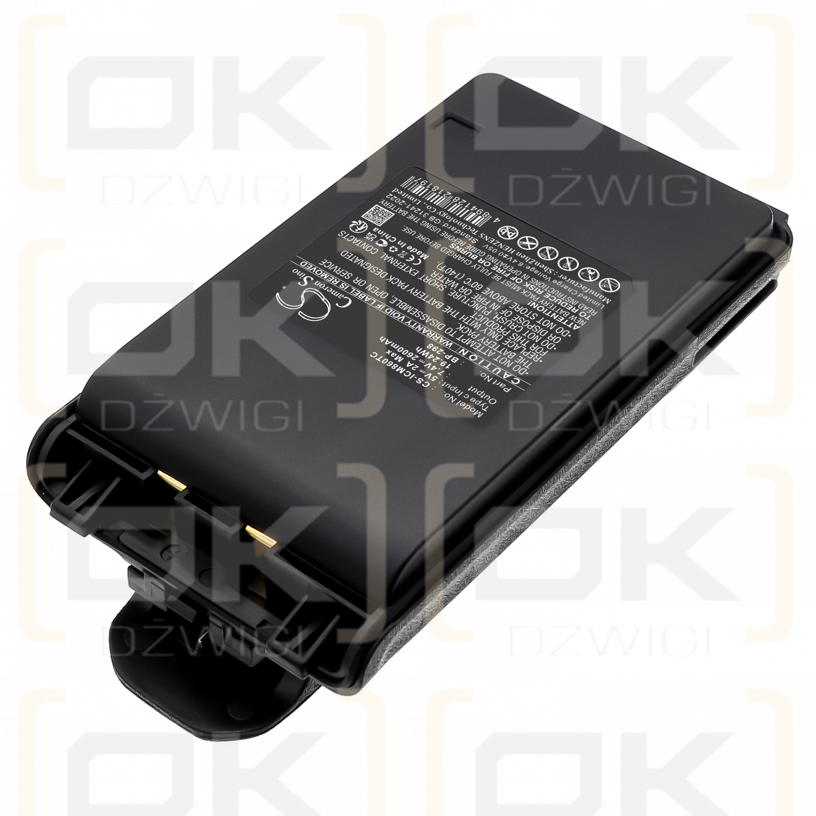 Batería de iones de litio Icom IC-V86/BP-298 de 2600 mAh y 7,4 V (Cameron Sino)
