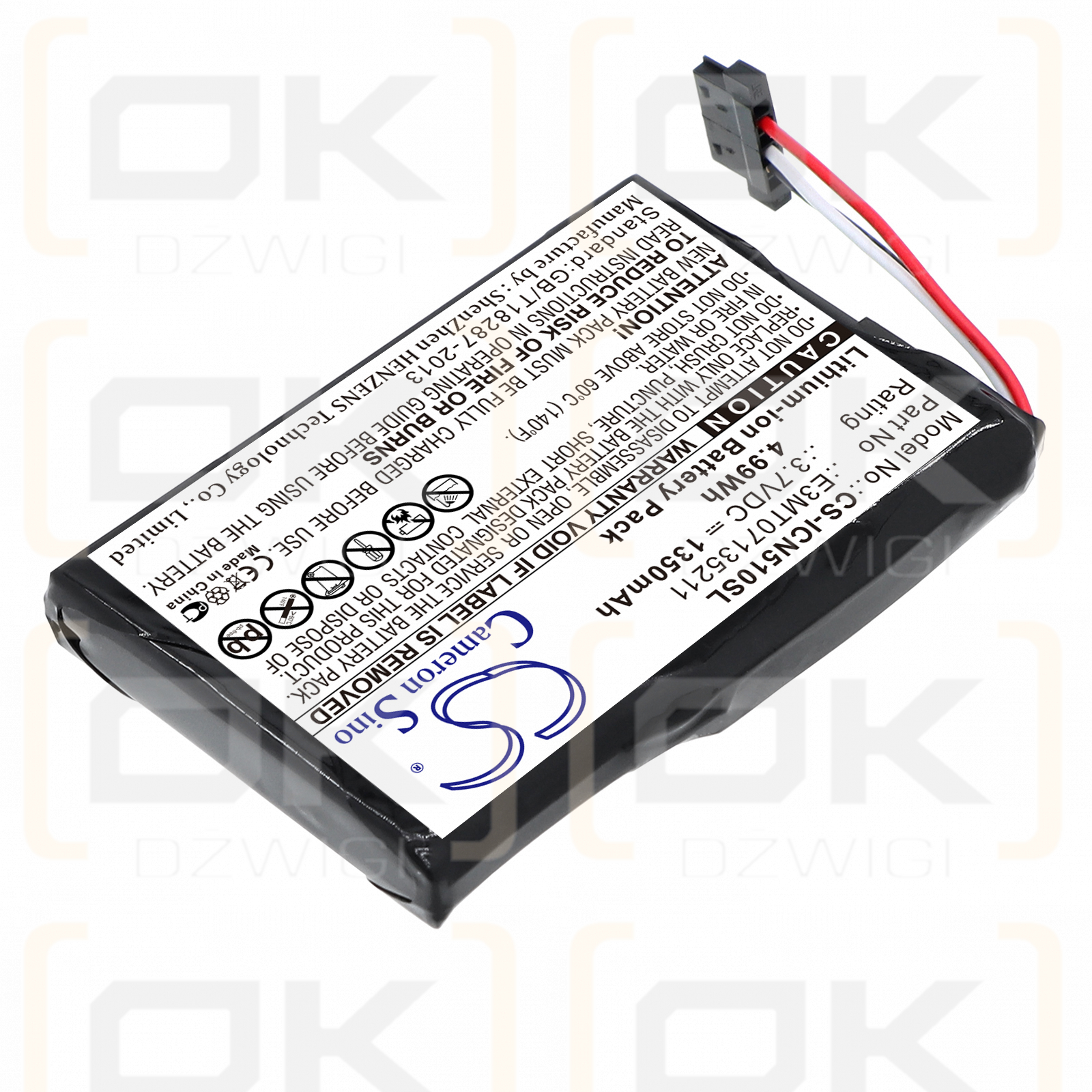 Navman iCN550 / E3MT07135211 1350 mAh Li-ion 3,7 V (Cameron Sino)