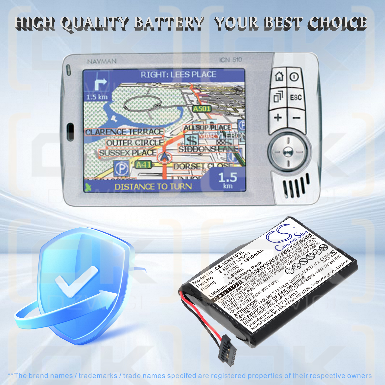 Navman iCN550 / E3MT07135211 1350 mAh Li-ion 3,7 V (Cameron Sino)