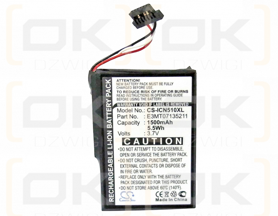 Navman iCN550 / E3MT07135211 1500mAh Li-ion 3.7V (Cameron Sino)