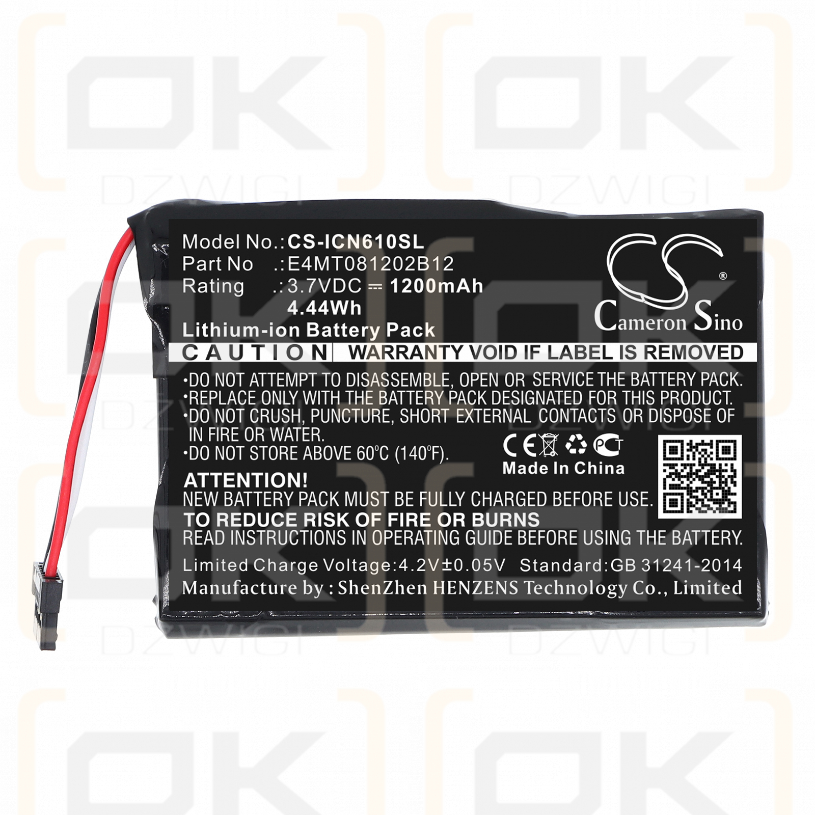 Navman N60i Navpix / E4MT081202B12 1200 mAh Li-ion 3,7 V (Cameron Sino)