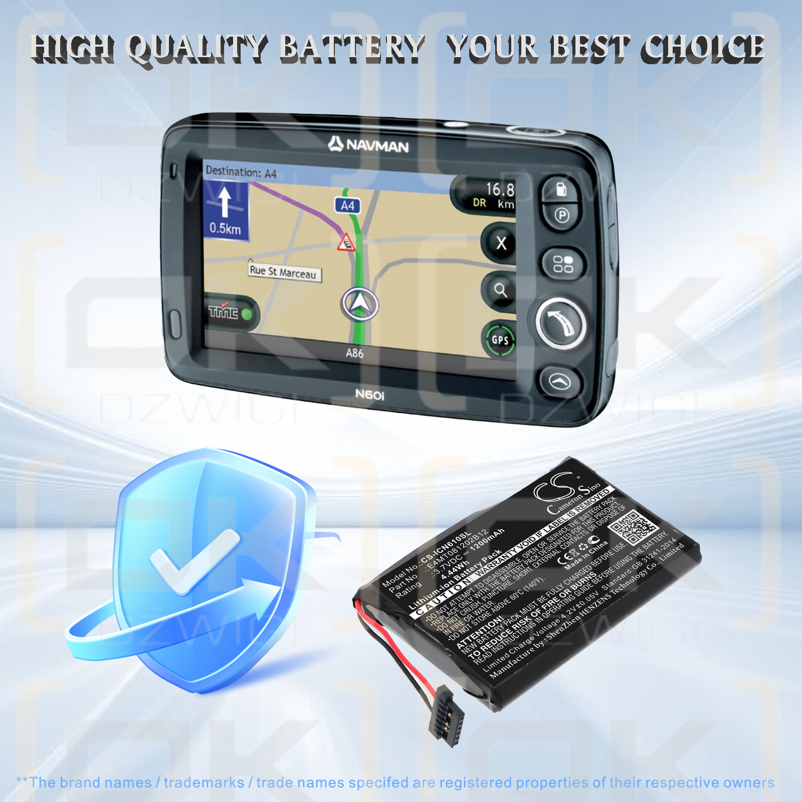 Navman N60i Navpix / E4MT081202B12 1200 mAh Li-ion 3,7 V (Cameron Sino)