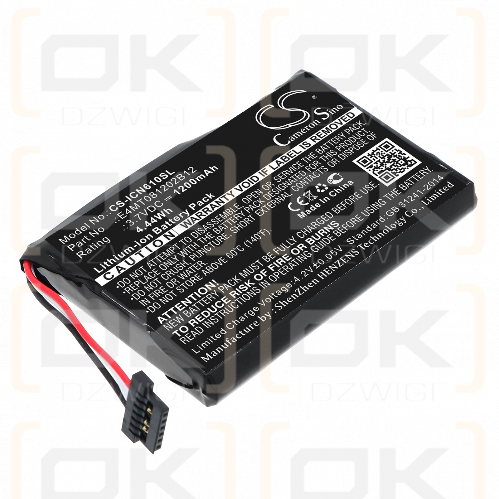 Navman N60i Navpix / E4MT081202B12 1200 mAh Li-ion 3,7 V (Cameron Sino)