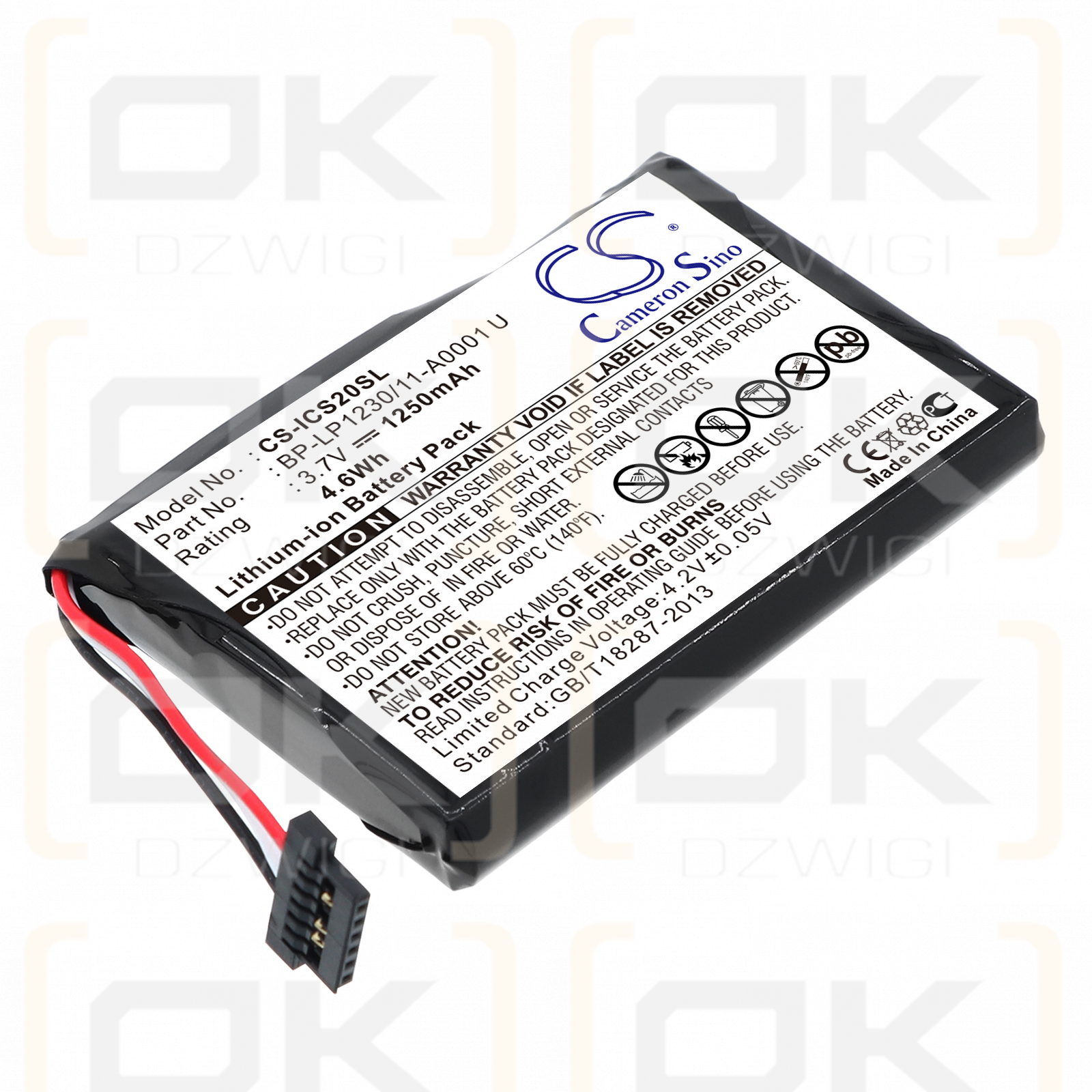 Navman S20 / 541380530002 1250 mAh Li-ion 3,7 V (Cameron Sino)