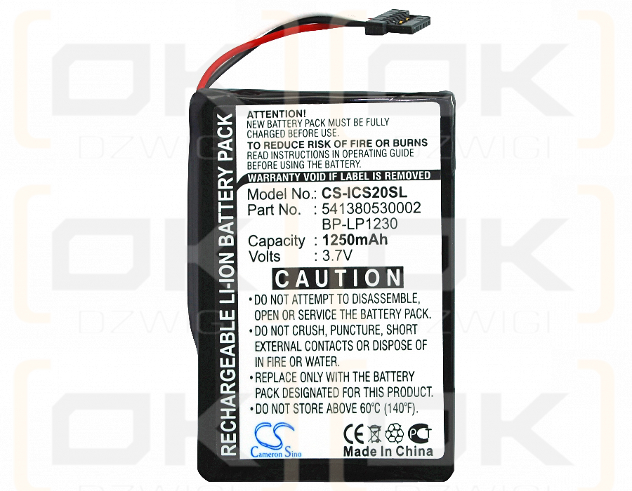 Navman S20 / 541380530002 1250mAh Li-ion 3.7V (Cameron Sino)