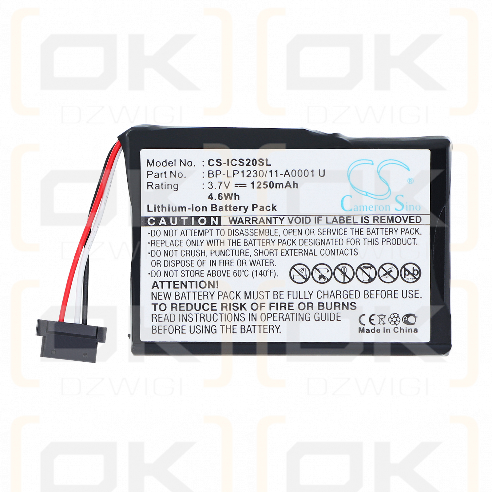 Navman S20 / 541380530002 1250 mAh Li-ion 3,7 V (Cameron Sino)