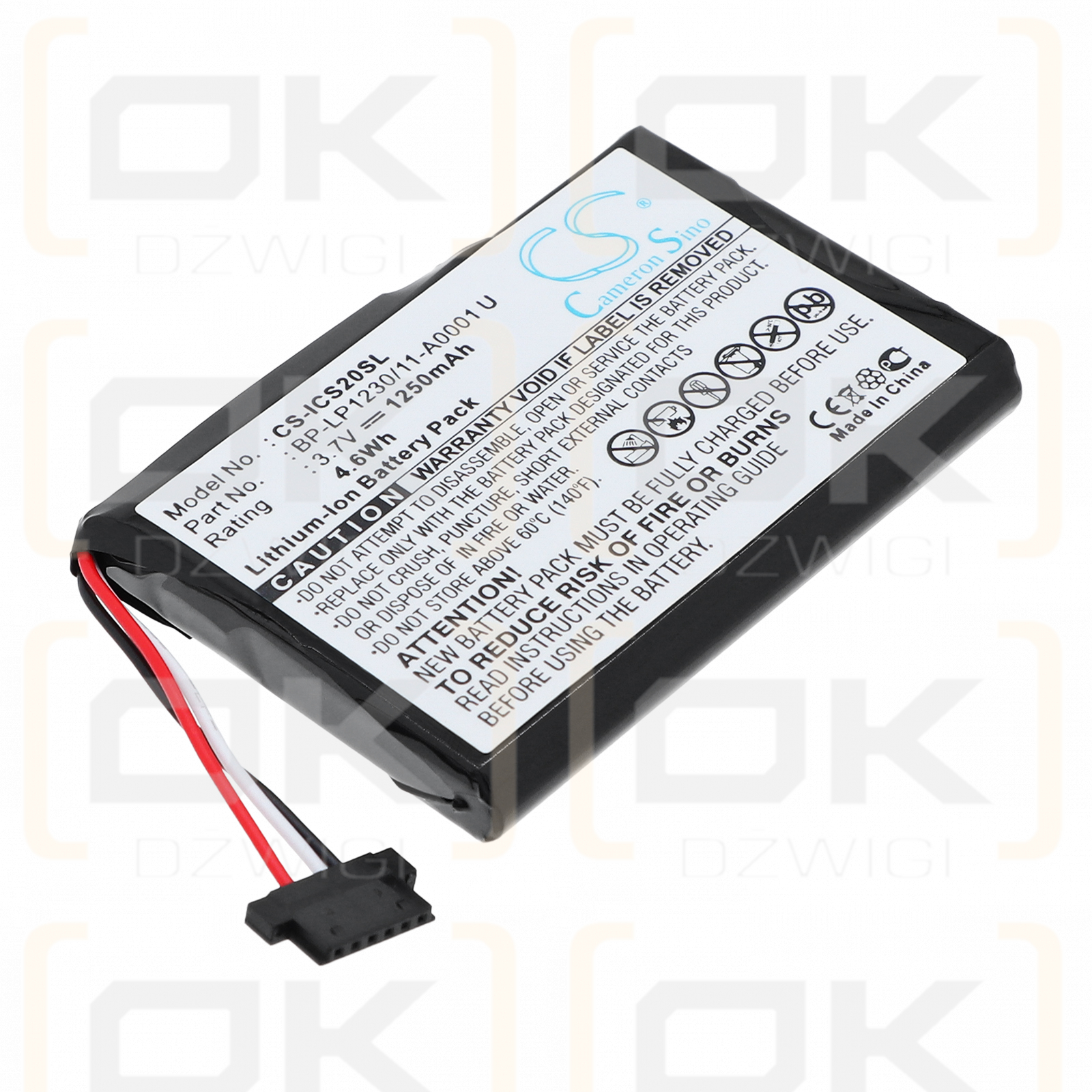 Navman S20 / 541380530002 1250 mAh Li-ion 3,7 V (Cameron Sino)