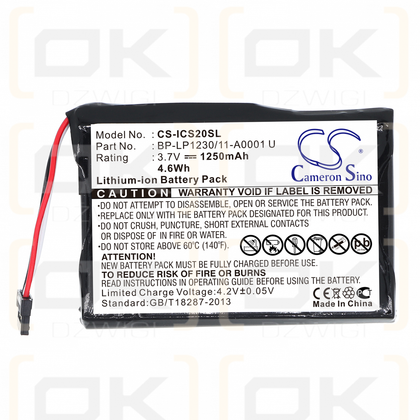 Navman S20 / 541380530002 1250 mAh Li-ion 3,7 V (Cameron Sino)