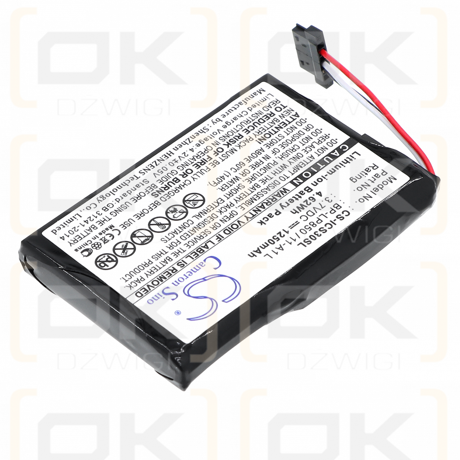 Navman S90i / BP-LP850/11-A1 L 1250 mAh Li-ion 3,7 V (Cameron Sino)