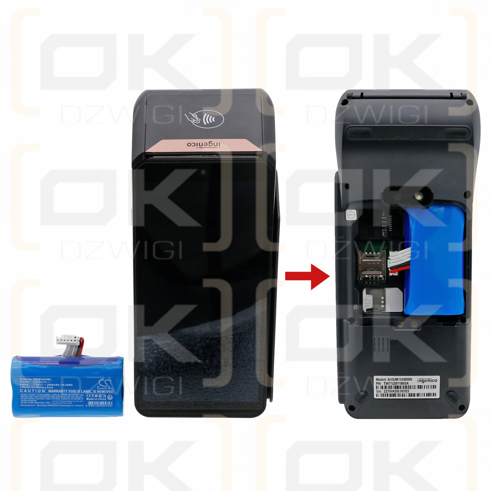 ingenico Landi A8s / LD18650K-1 2600mAh Li-ion 7.4V (Cameron Sino)