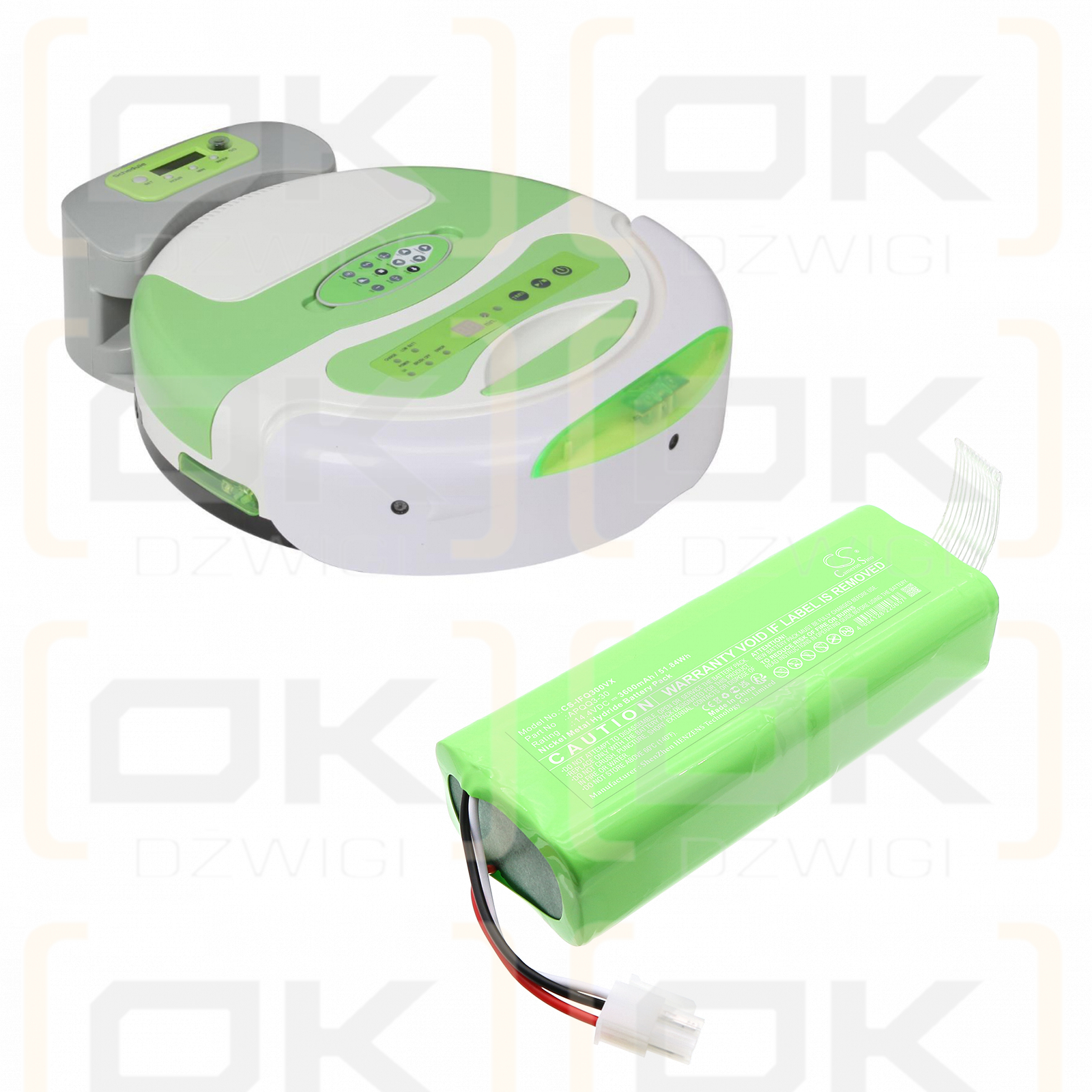 Infinuvo Cleanmate QQ3-LT II / APQQ3-30 3600mAh Ni-MH 14.4V (Cameron Sino)