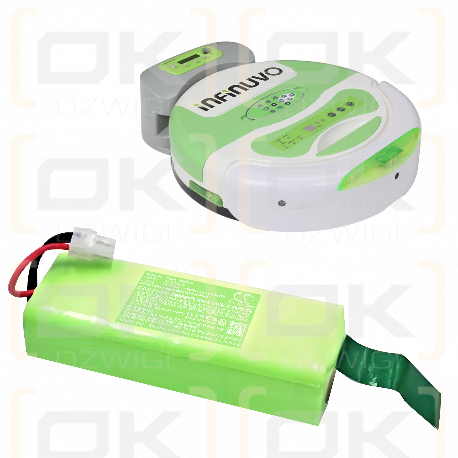 Infinuvo Cleanmate QQ3-LT II / APQQ3-30 3600mAh Ni-MH 14.4V (Cameron Sino)