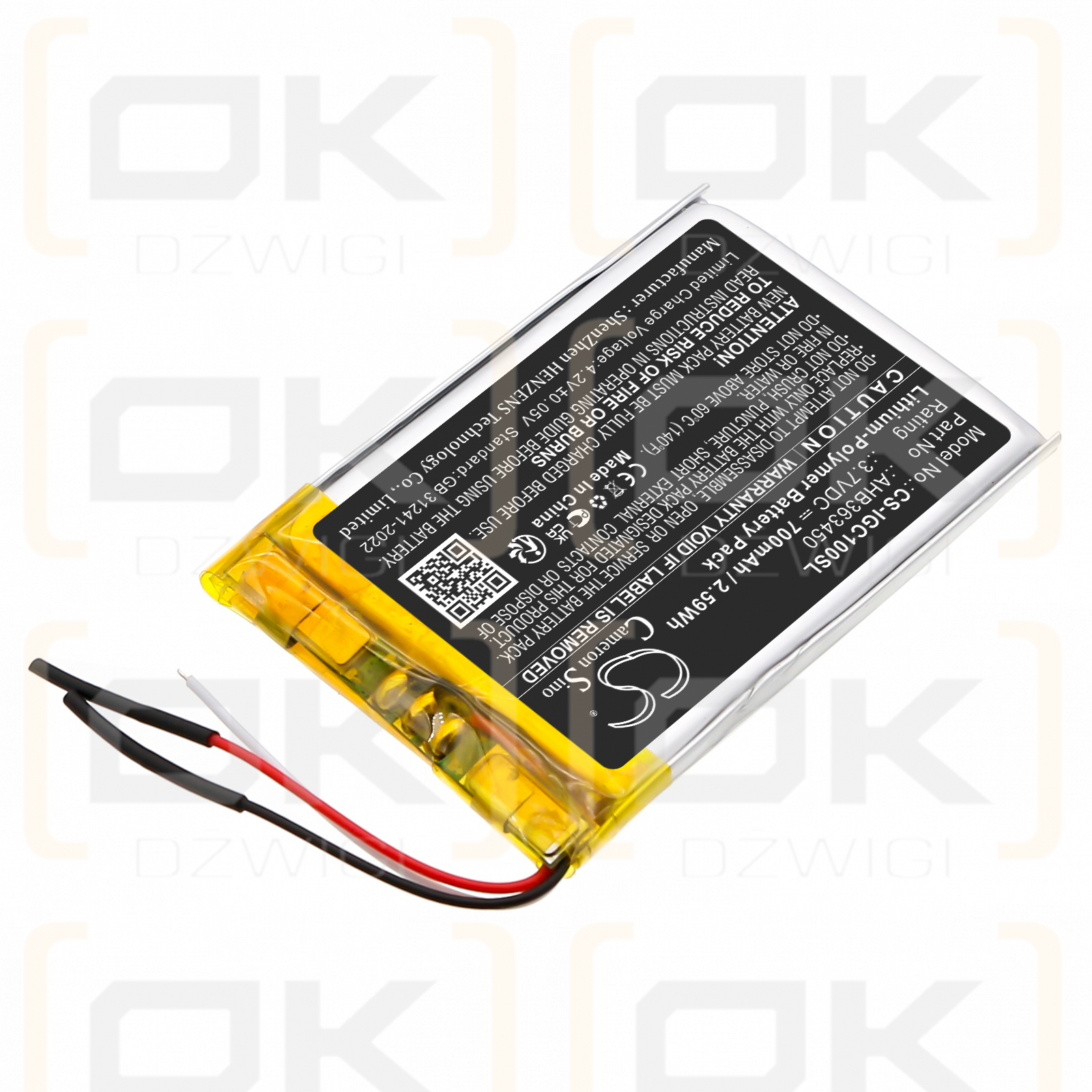 iGpsport BSC100S / AHB363450 700mAh Li-Polymer 3.7V (Cameron Sino)