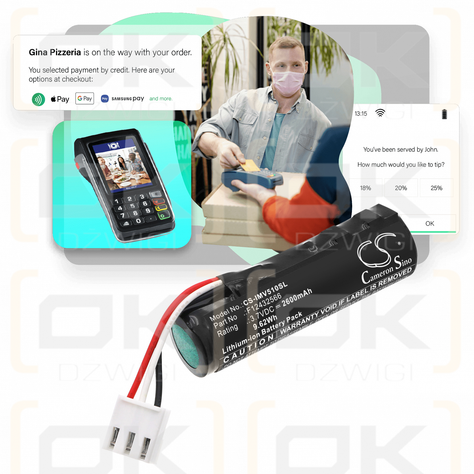 Ingenico Move 5000 Wifi / F12432566 2600mAh Li-ion 3.7V (Cameron Sino)