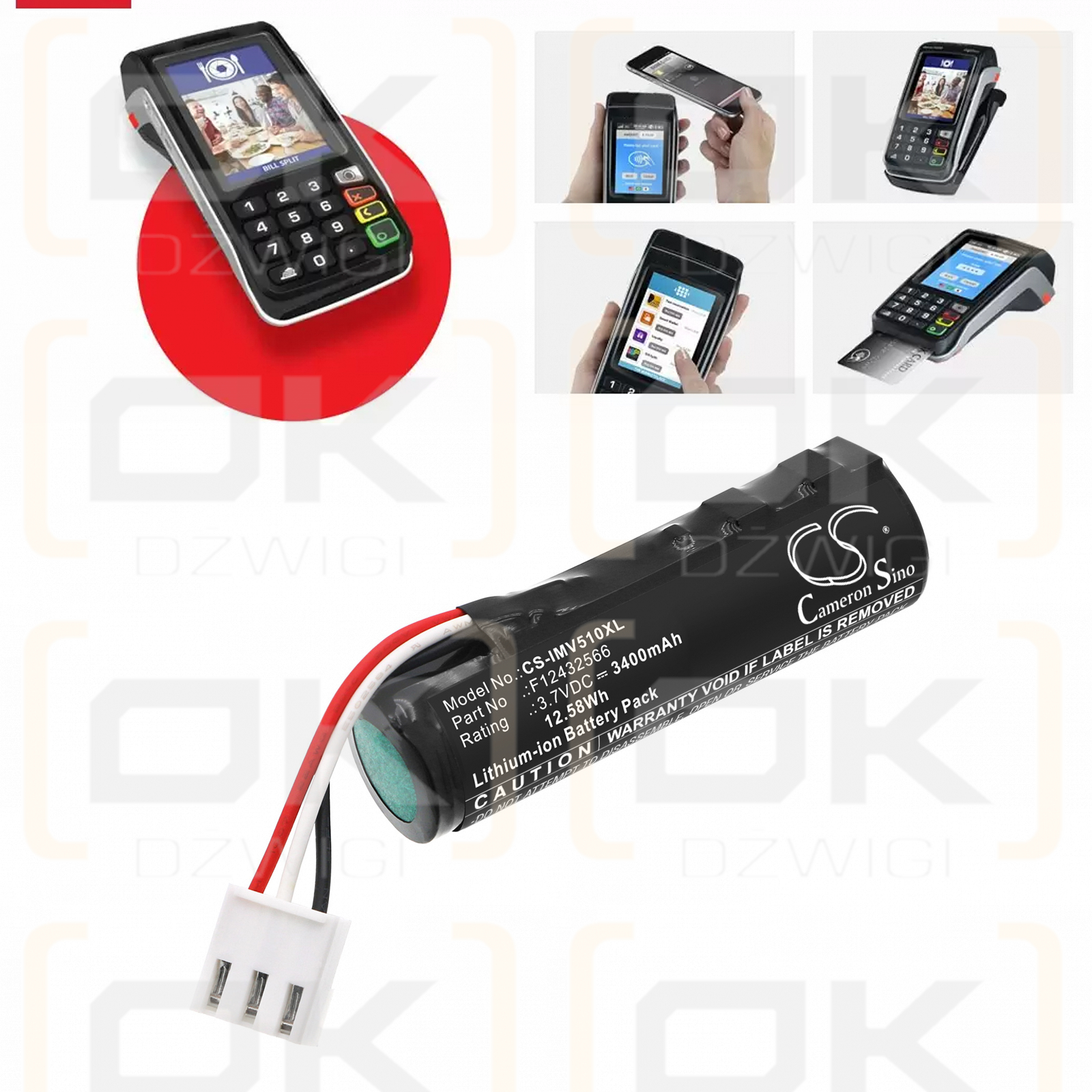 Ingenico Move 5000 Wifi / F12432566 3400 mAh Li-Ionen 3,7 V (Cameron Sino)