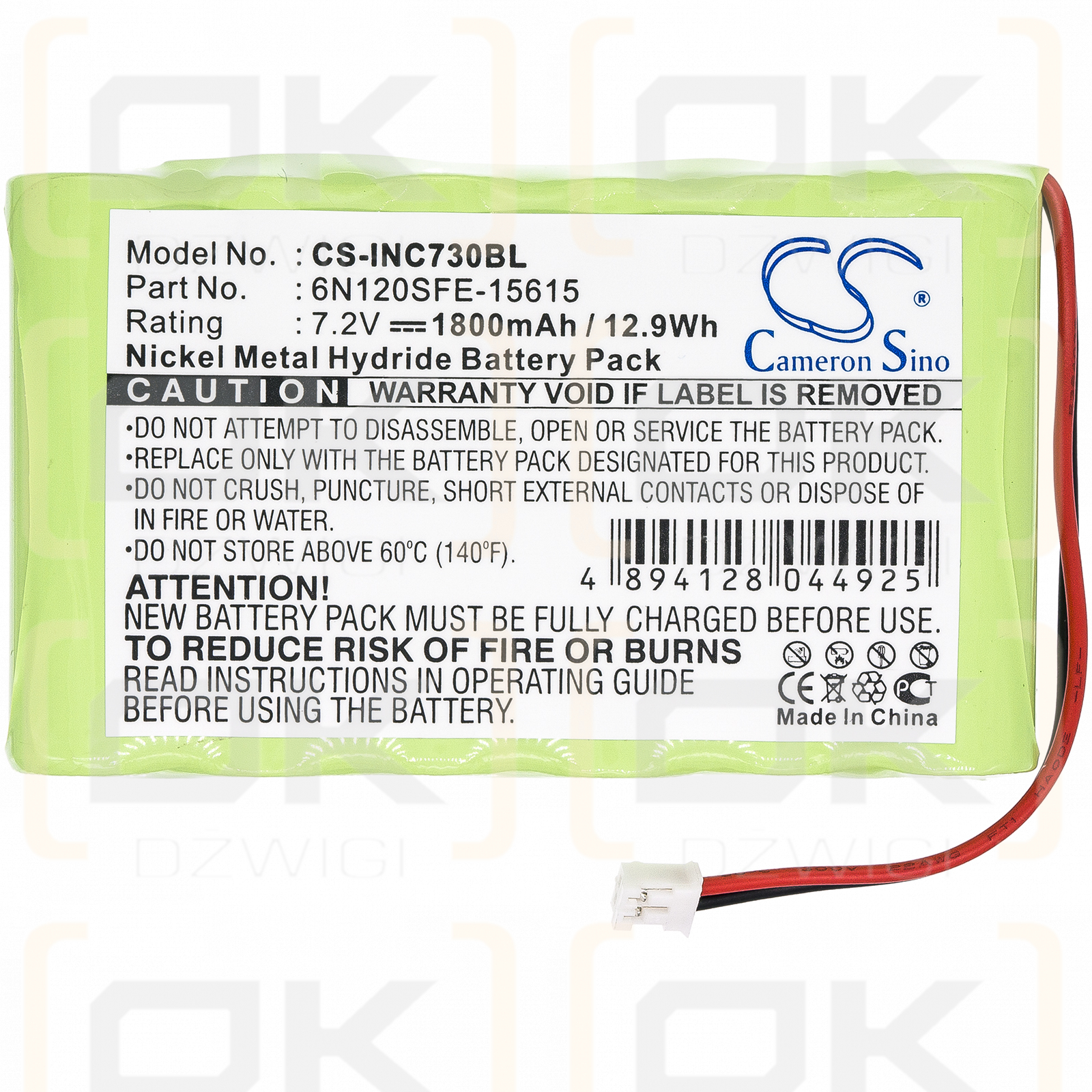 Ingenico Serie 7 / 6N120SFE-15615 1800mAh Ni-MH 7.2V (Cameron Sino)