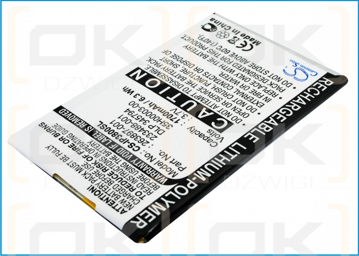 Bateria zamienna do HP iPAQ H3850 / 233488-001 1700 mAh Li-Polymer 3.7 V (Cameron Sino)