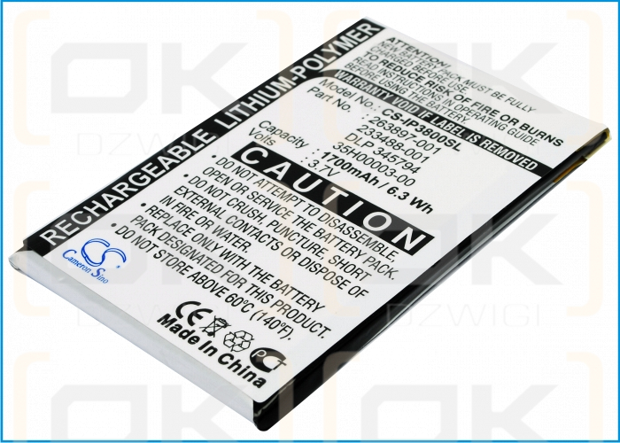 Bateria zamienna do HP iPAQ H3850 / 233488-001 1700 mAh Li-Polymer 3.7 V (Cameron Sino)