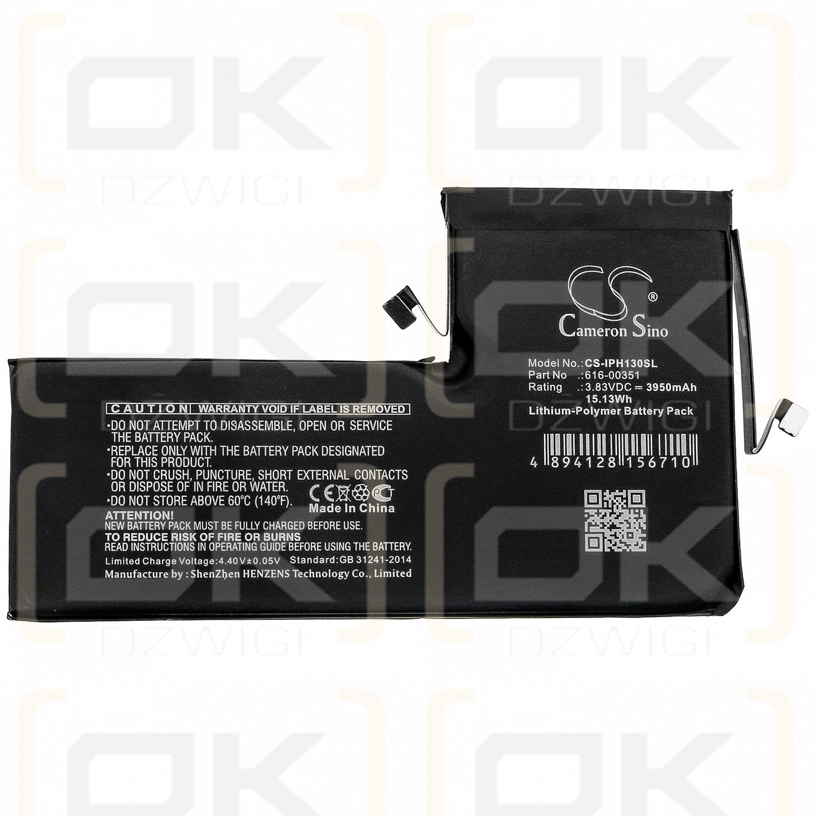 Apple A2218 / 616-00351 3950mAh Li-Polímero 3.83V (Cameron Sino)