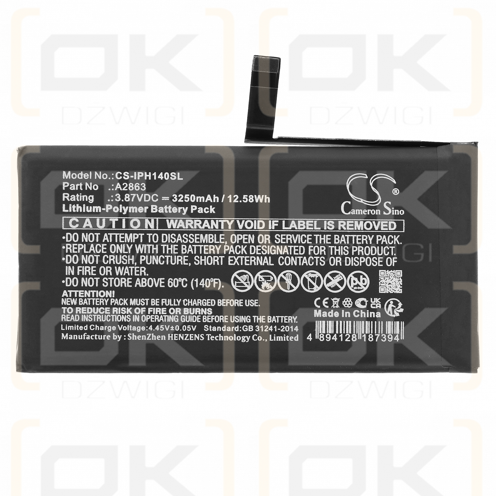 Apple iPhone 14 / A2863 3250mAh Li-Polymer 3.87V (Cameron Sino)