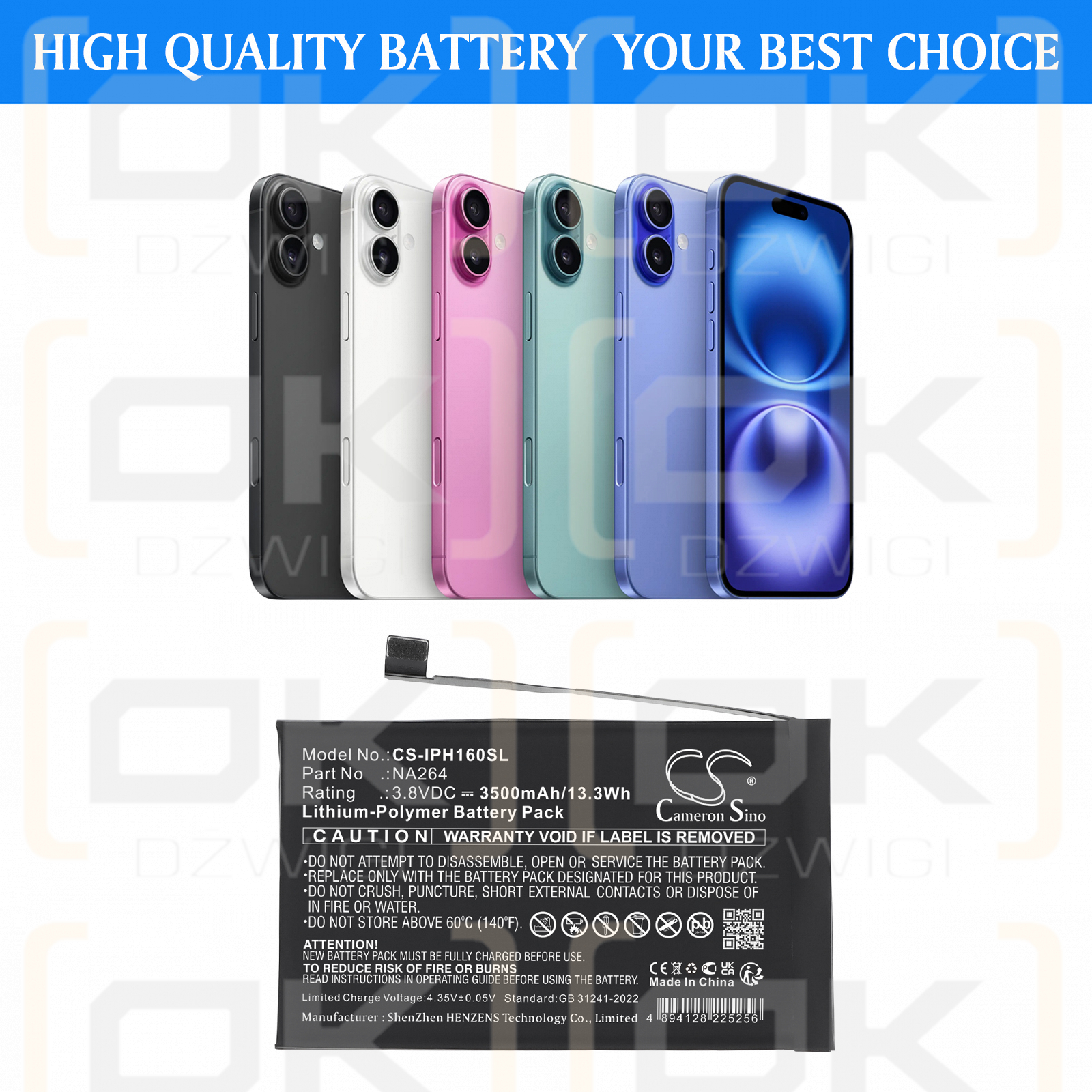 Apple iPhone 16 / NA264 3500 mAh Li-Polymer 3.8 V (Cameron Sino)