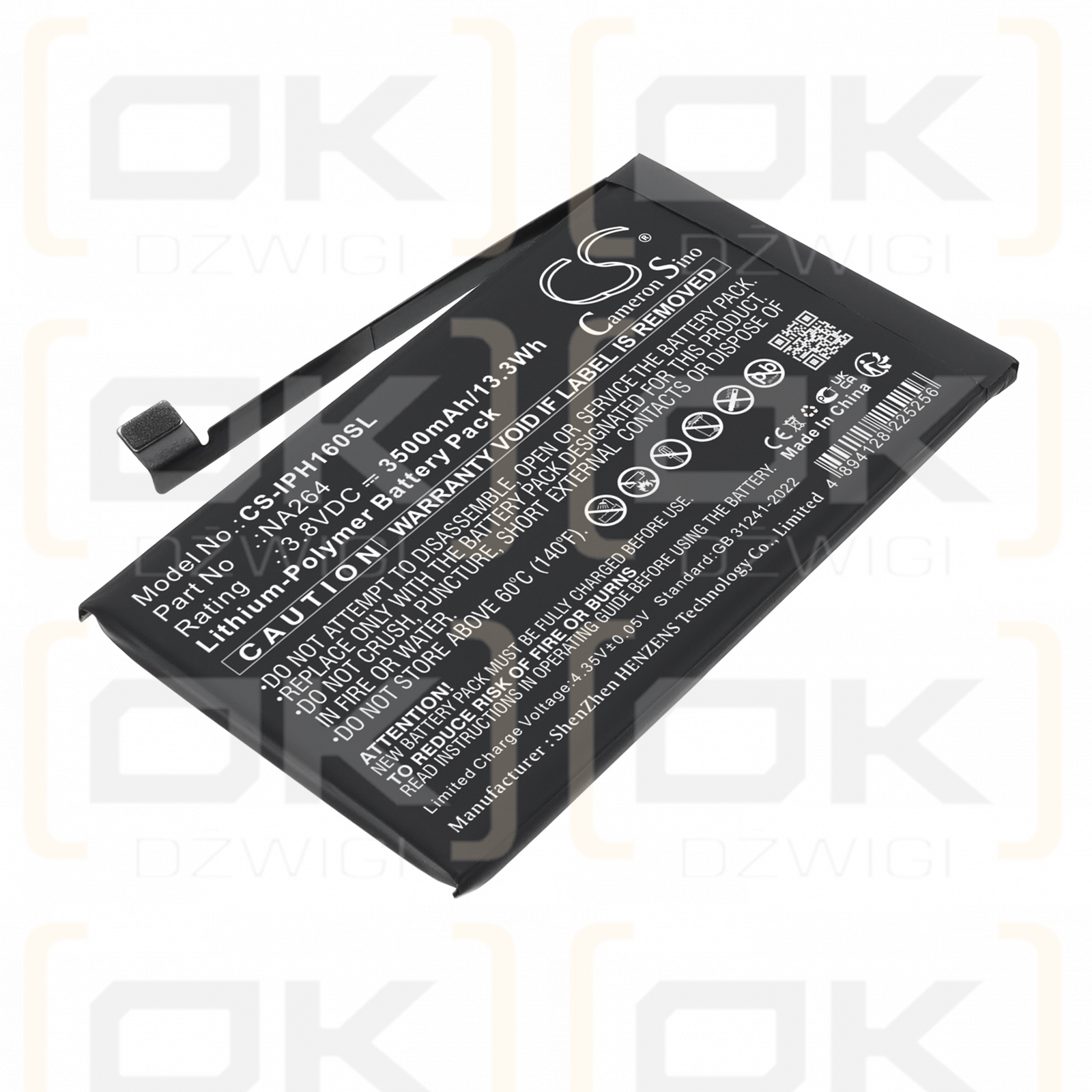 Apple iPhone 16 / NA264 3500 mAh Li-Polymer 3.8 V (Cameron Sino)
