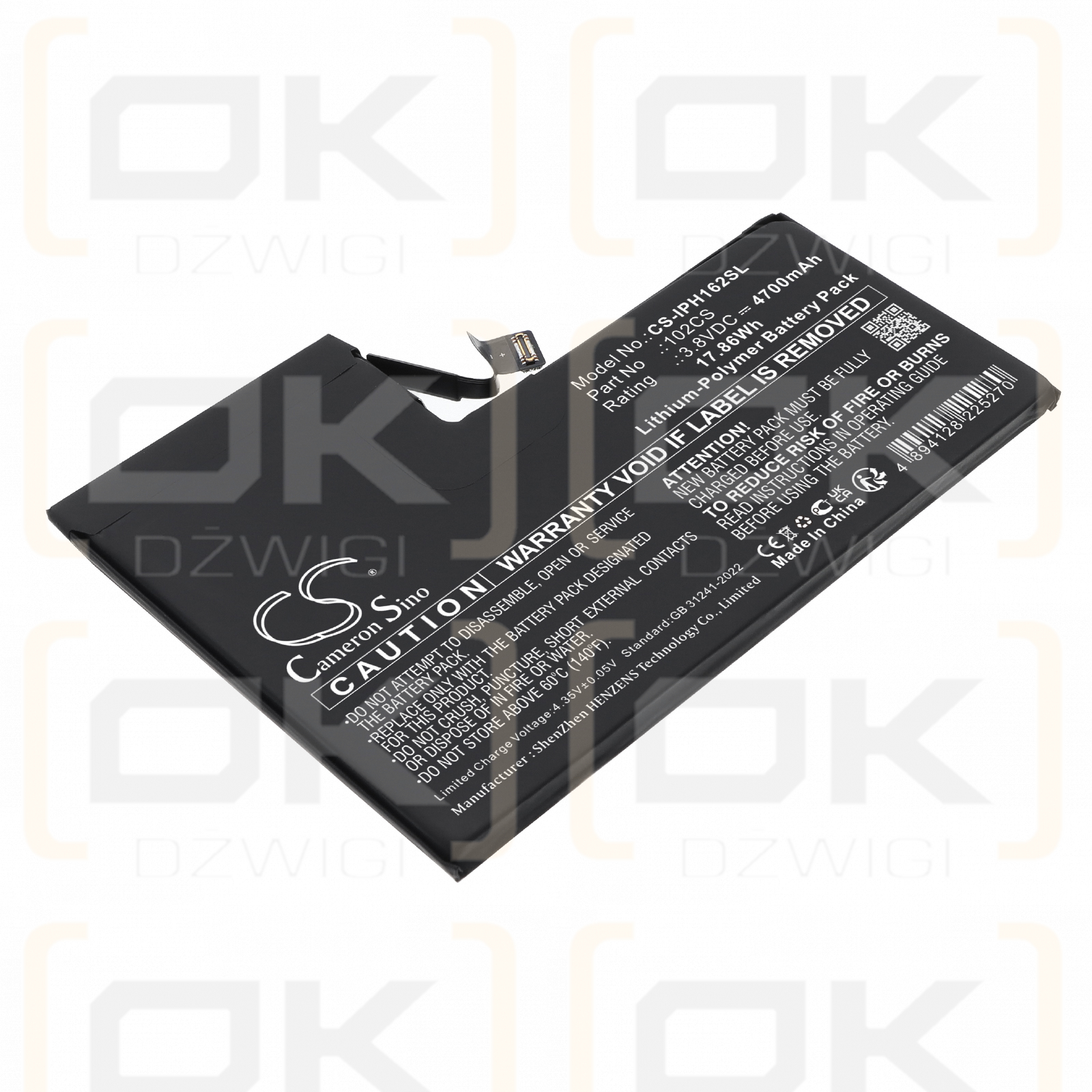 Apple iPhone 16 Pro Max / 102CS 4700 mAh Li-Polymer 3.8 V (Cameron Sino)