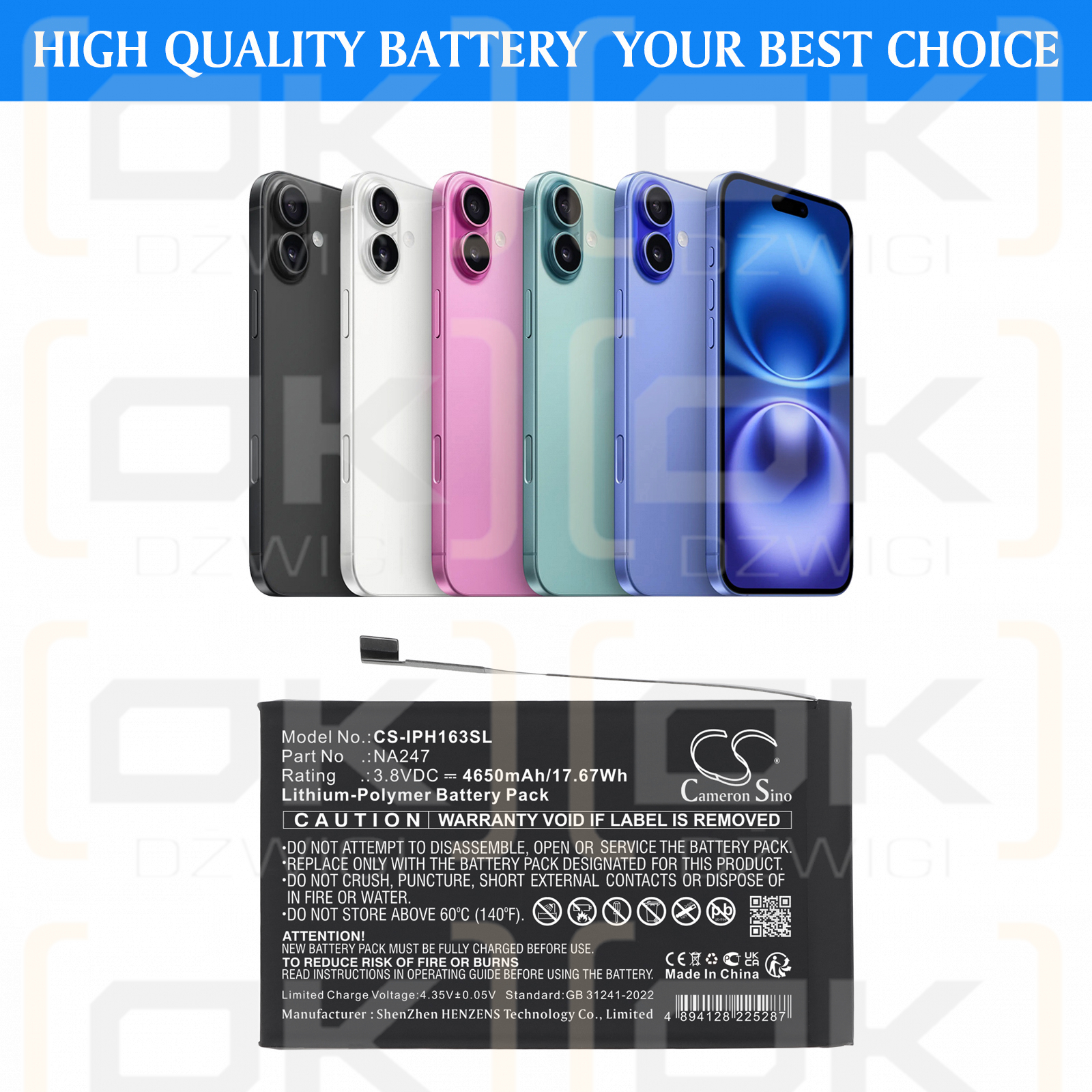 Apple iPhone 16 Plus / NA247 4650 mAh Li-Polymer 3.8 V (Cameron Sino)