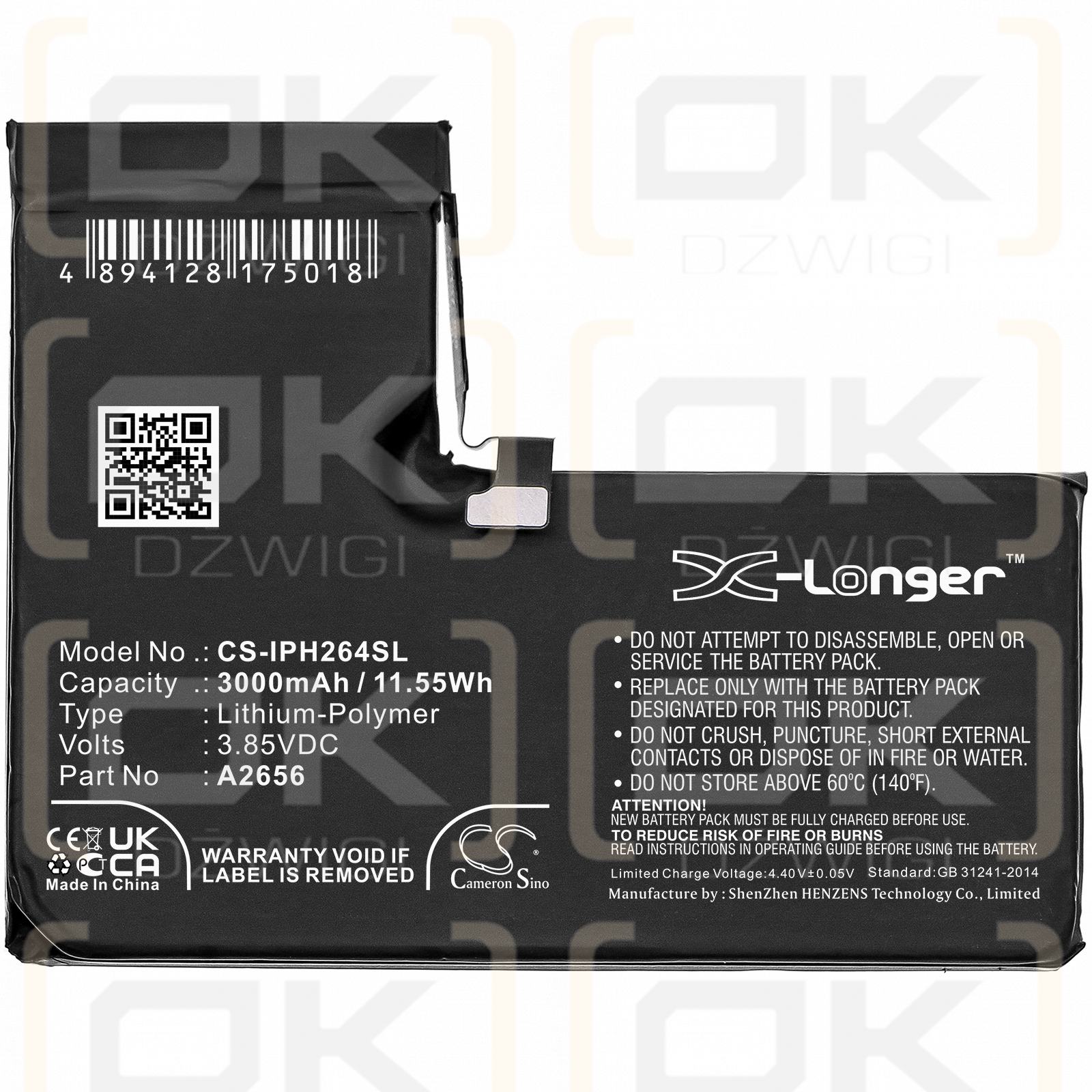 Apple A2640 / A2656 3000mAh Li-polímero 3.85V (Cameron Sino)