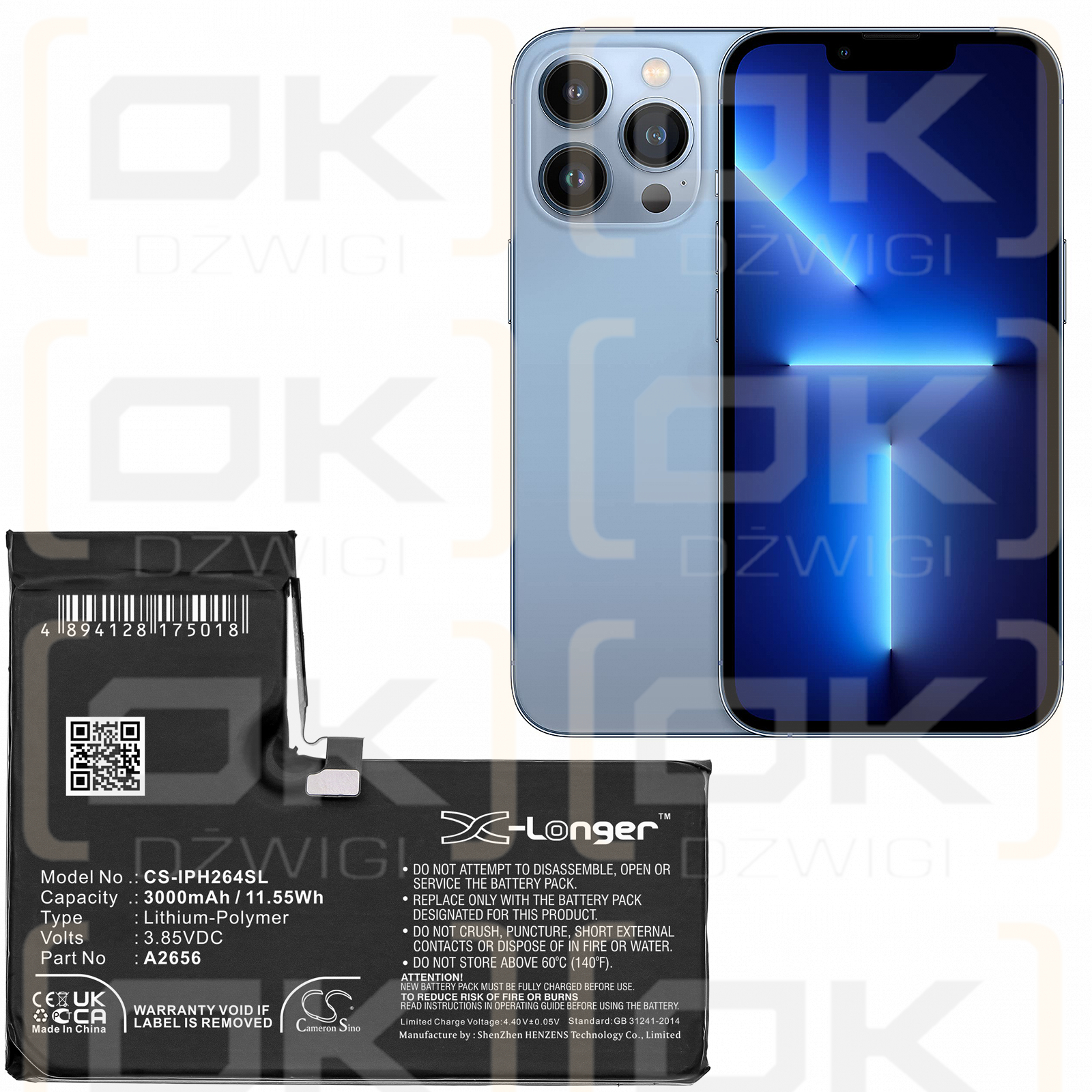 Apple A2640 / A2656 3000mAh Li-polímero 3.85V (Cameron Sino)