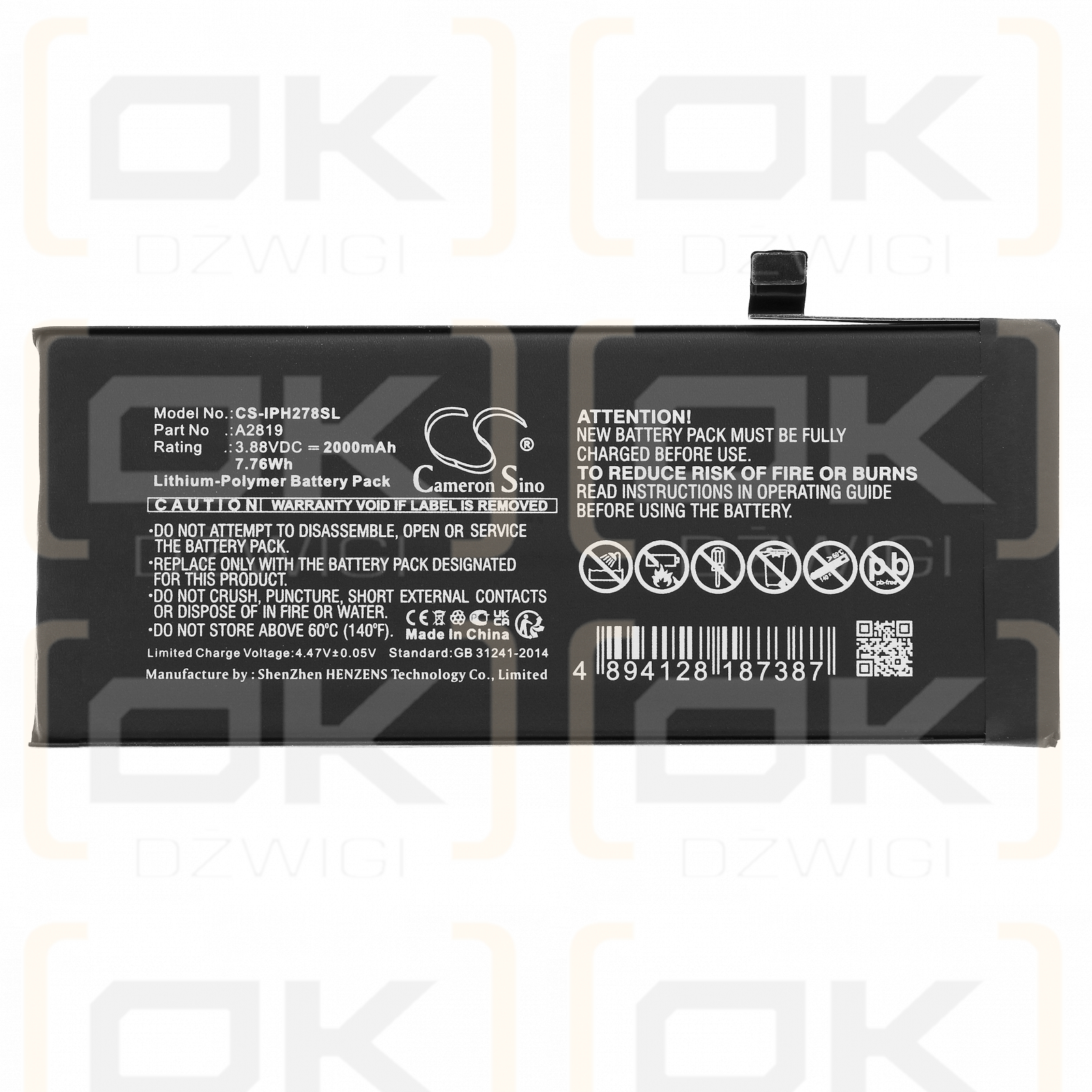 Apple A2783 / A2819 2000 mAh Li-Polymer 3,88 V (Cameron Sino)