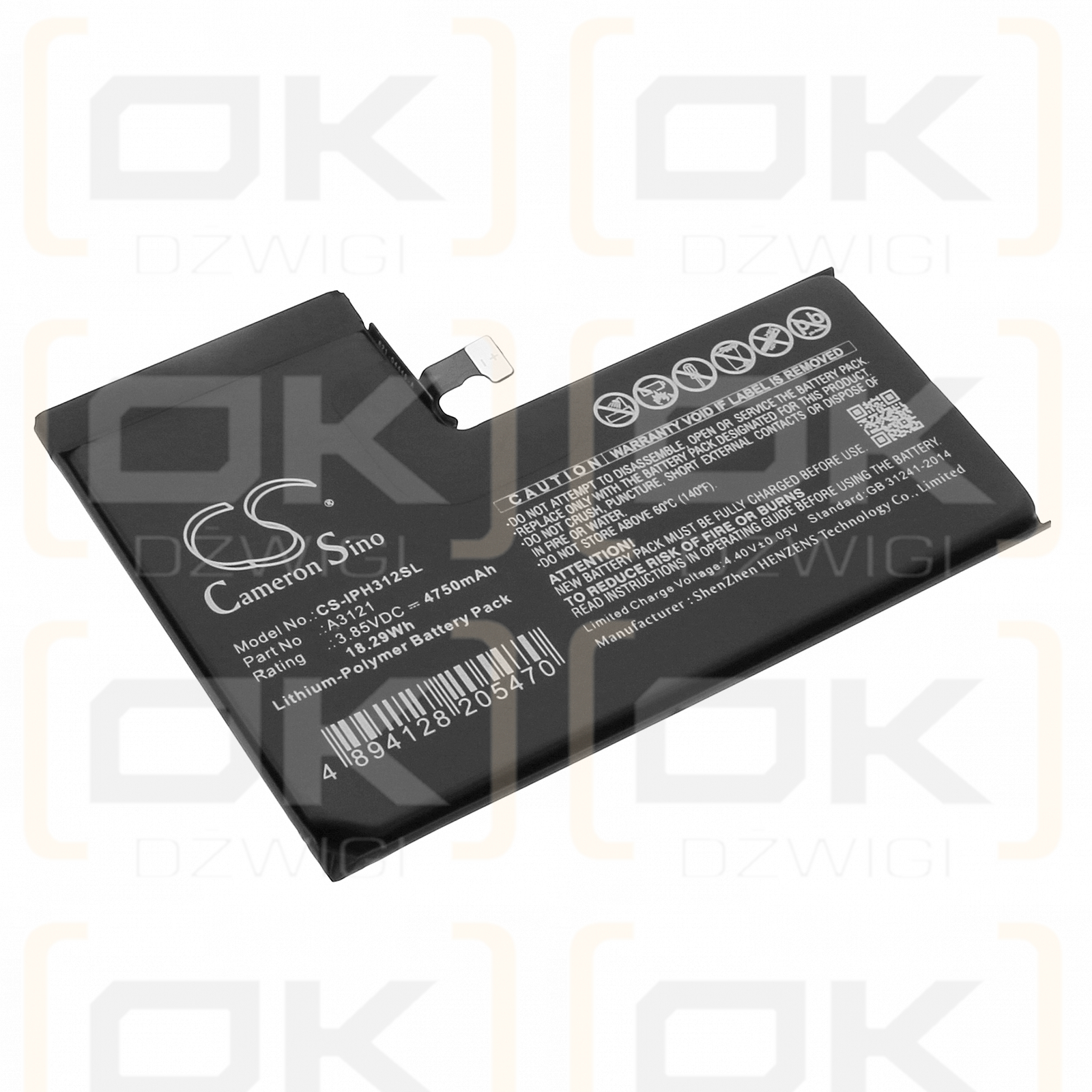 Apple iPhone 15 Pro Max / A3121 4750mAh Li-Polymer 3.85V (Cameron Sino)