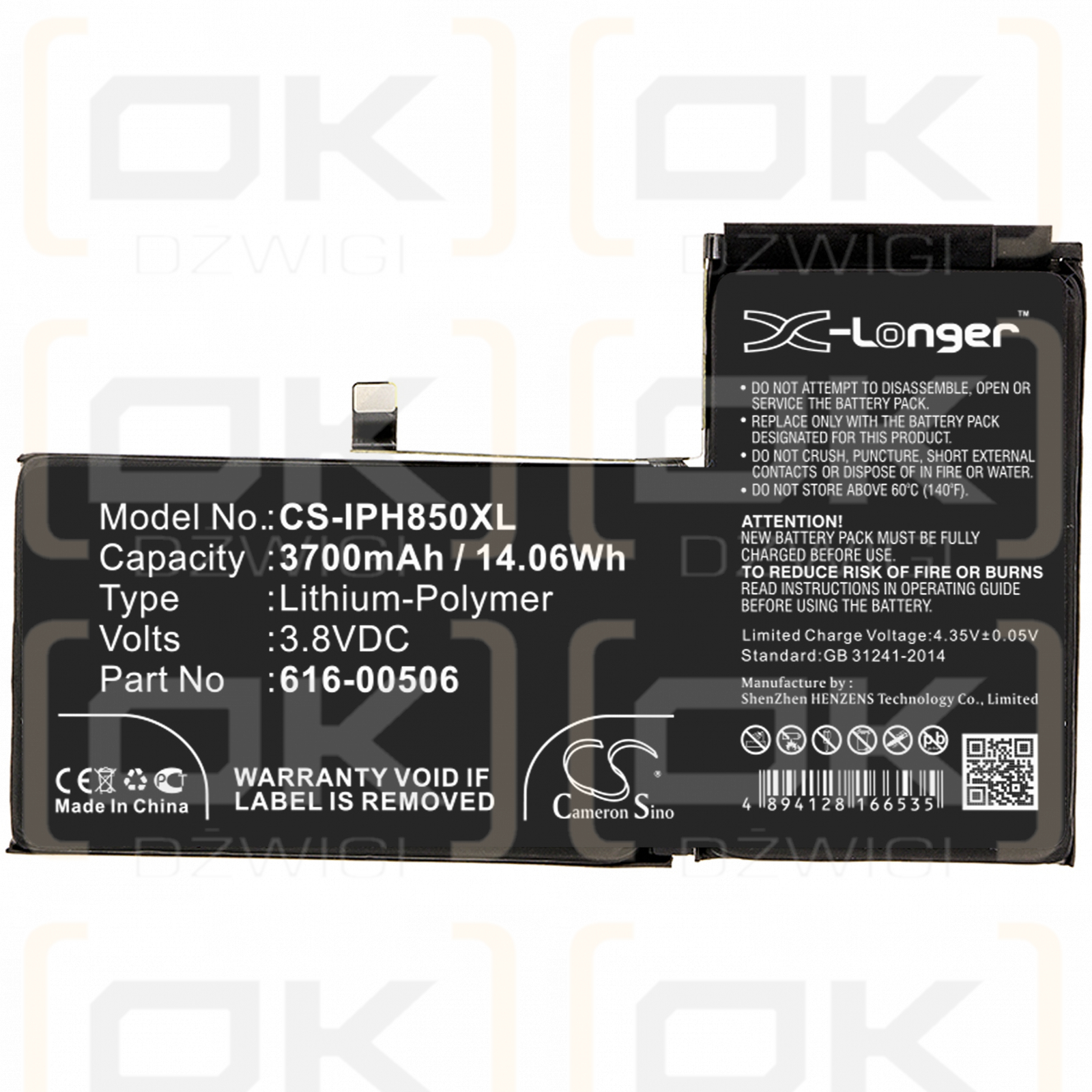 Apple iPhone 11.4 / 616-00506 3700 mAh Li-Polymer 3,8 V (Cameron Sino)