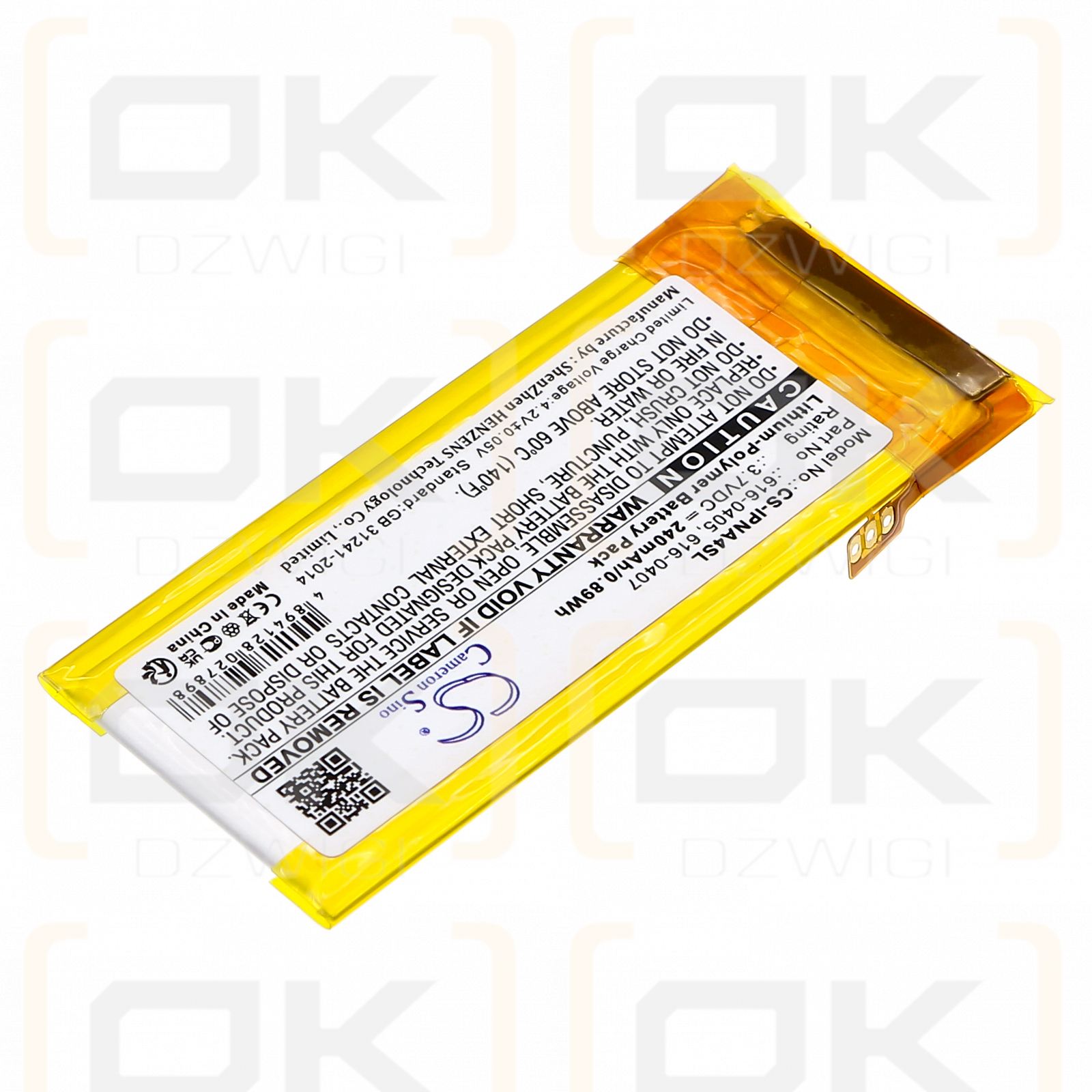 Apple iPod Nano 4.° MB903LL/A / 616-0405 240 mAh Li-polímero 3,7 V (Cameron Sino)