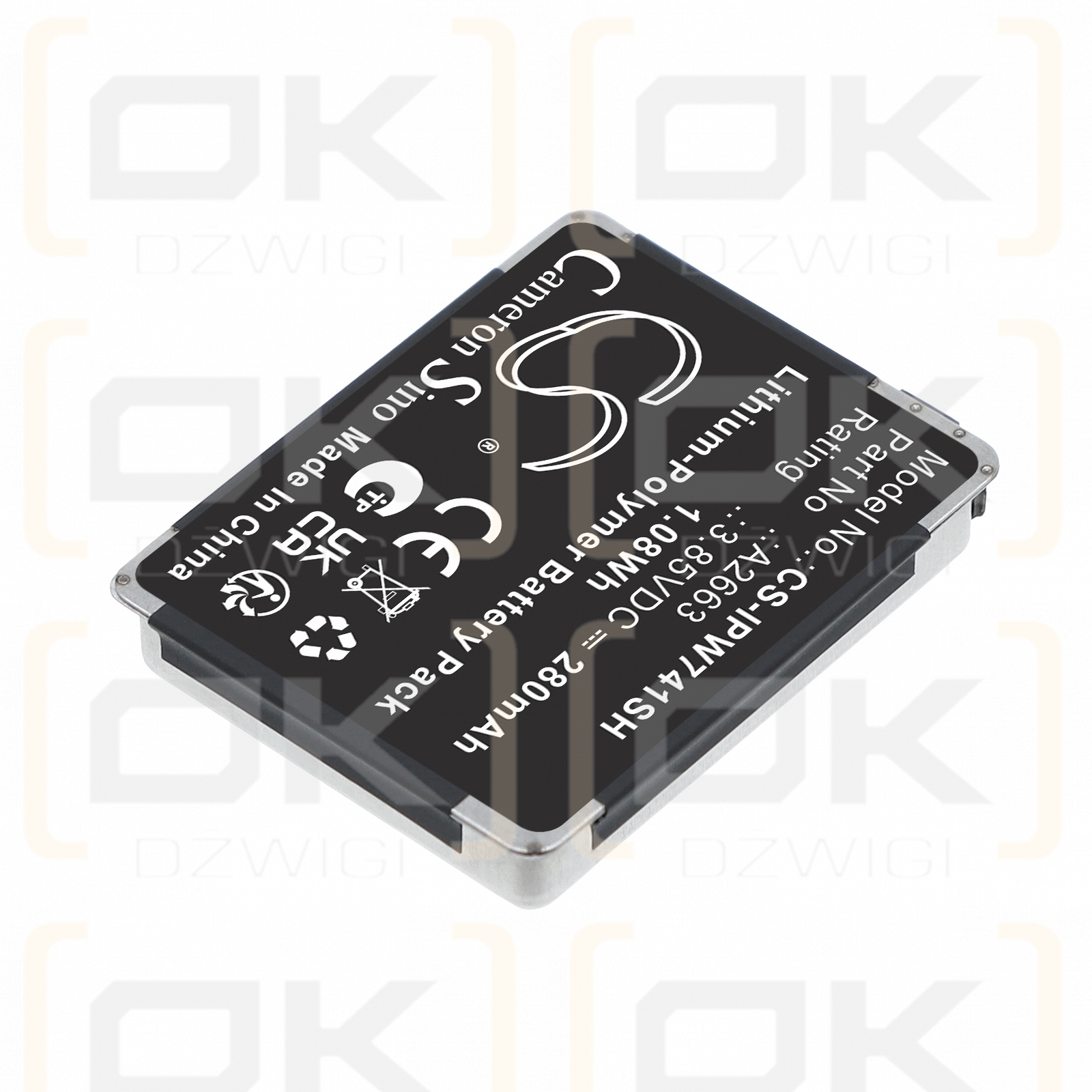 Apple Watch Serie S7 41 mm / A2663 280 mAh Polímero de litio 3,85 V (Cameron Sino)