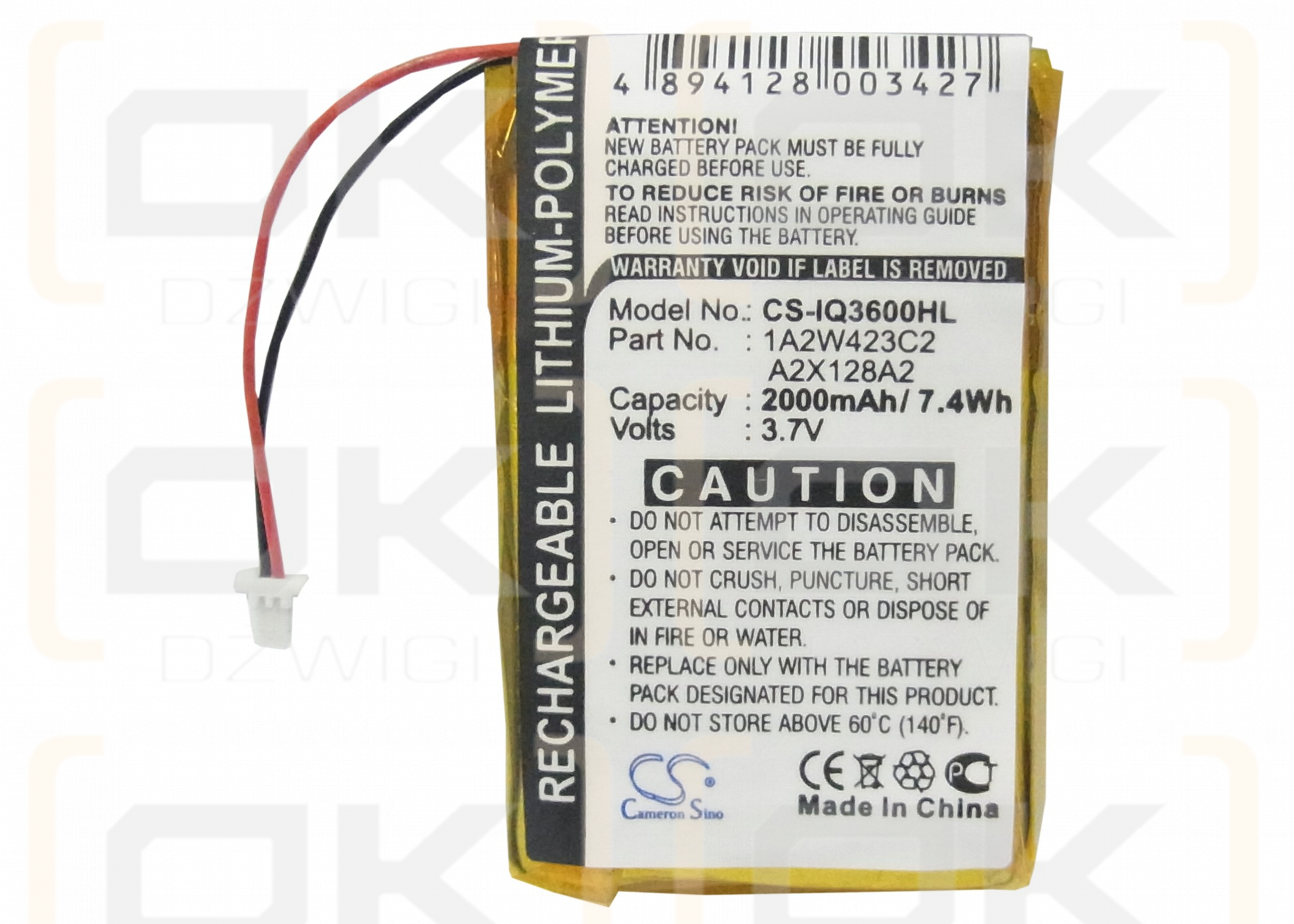 Garmin iQue 3600a / 1A2W423C2 2000mAh Li-Polímero 3.7V (Cameron Sino)