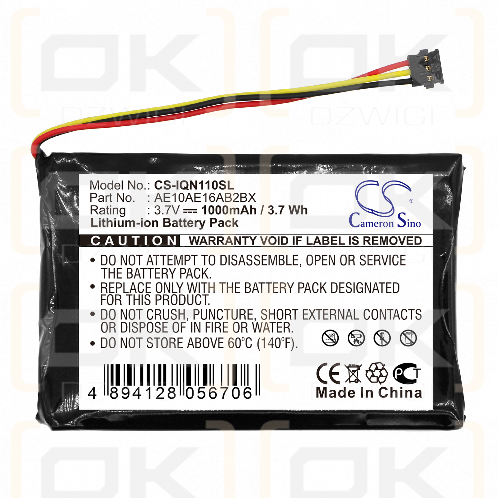 Garmin Nuvi 1100LM / AE10AE16AB2BX 1000mAh Li-ion 3.7V (Cameron Sino)